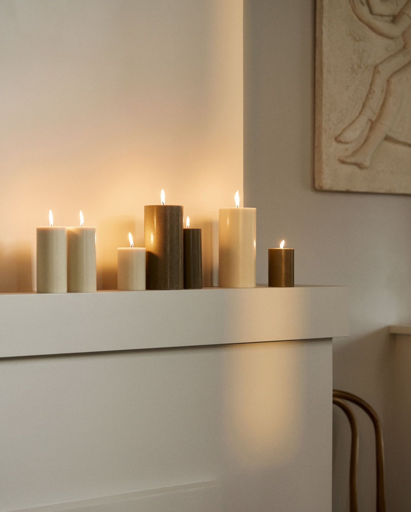 CANDLE, bloklys, 6,8x15cm, beige