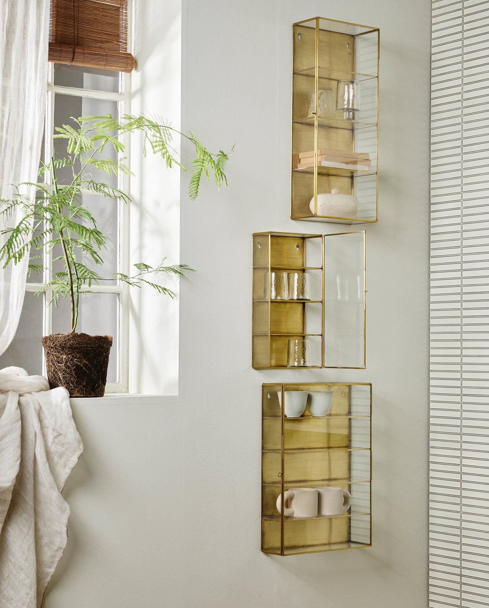 ADA wall cabinet, S, 3 shelves - golden finish
