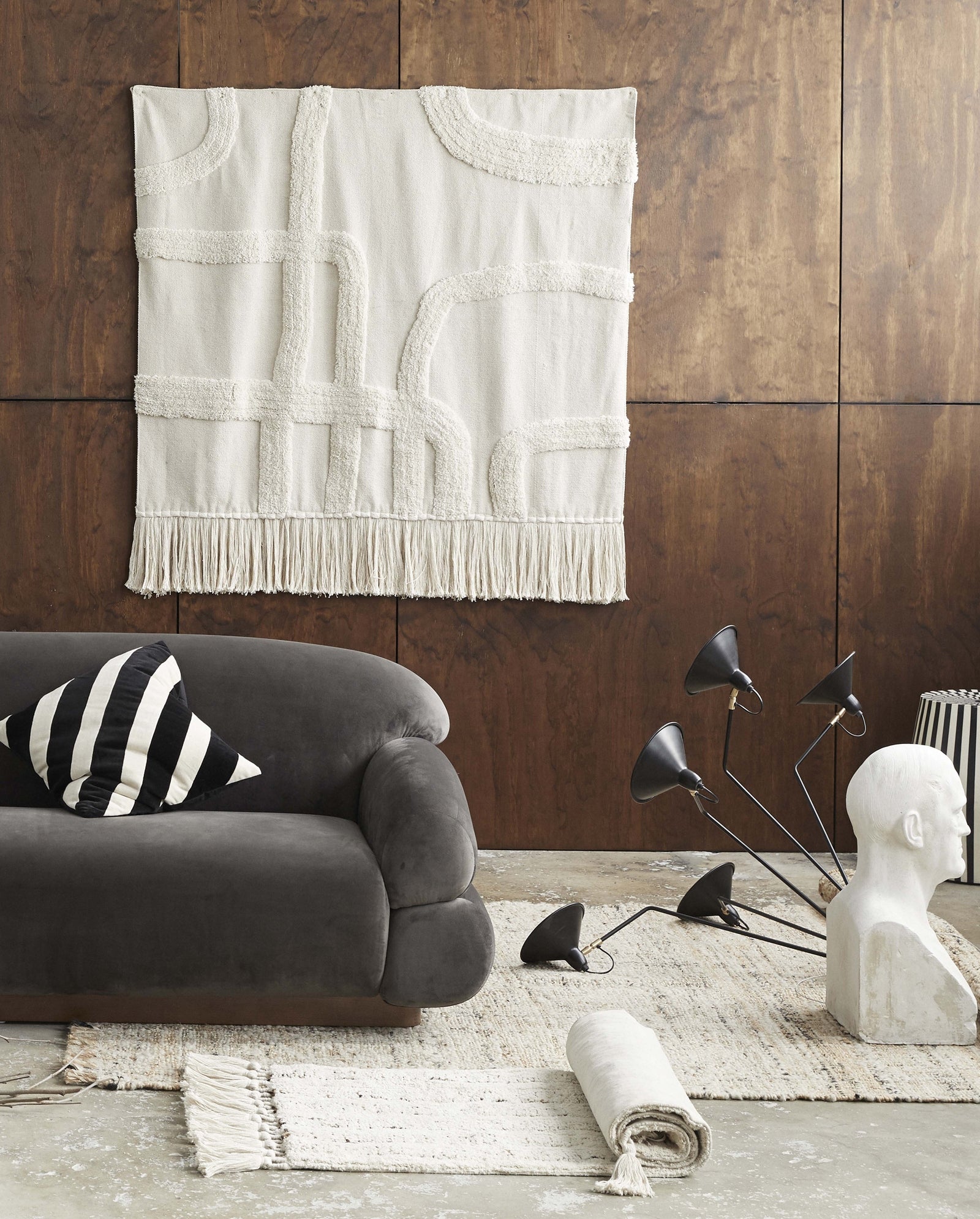 THETA cushion cover - ivory/black