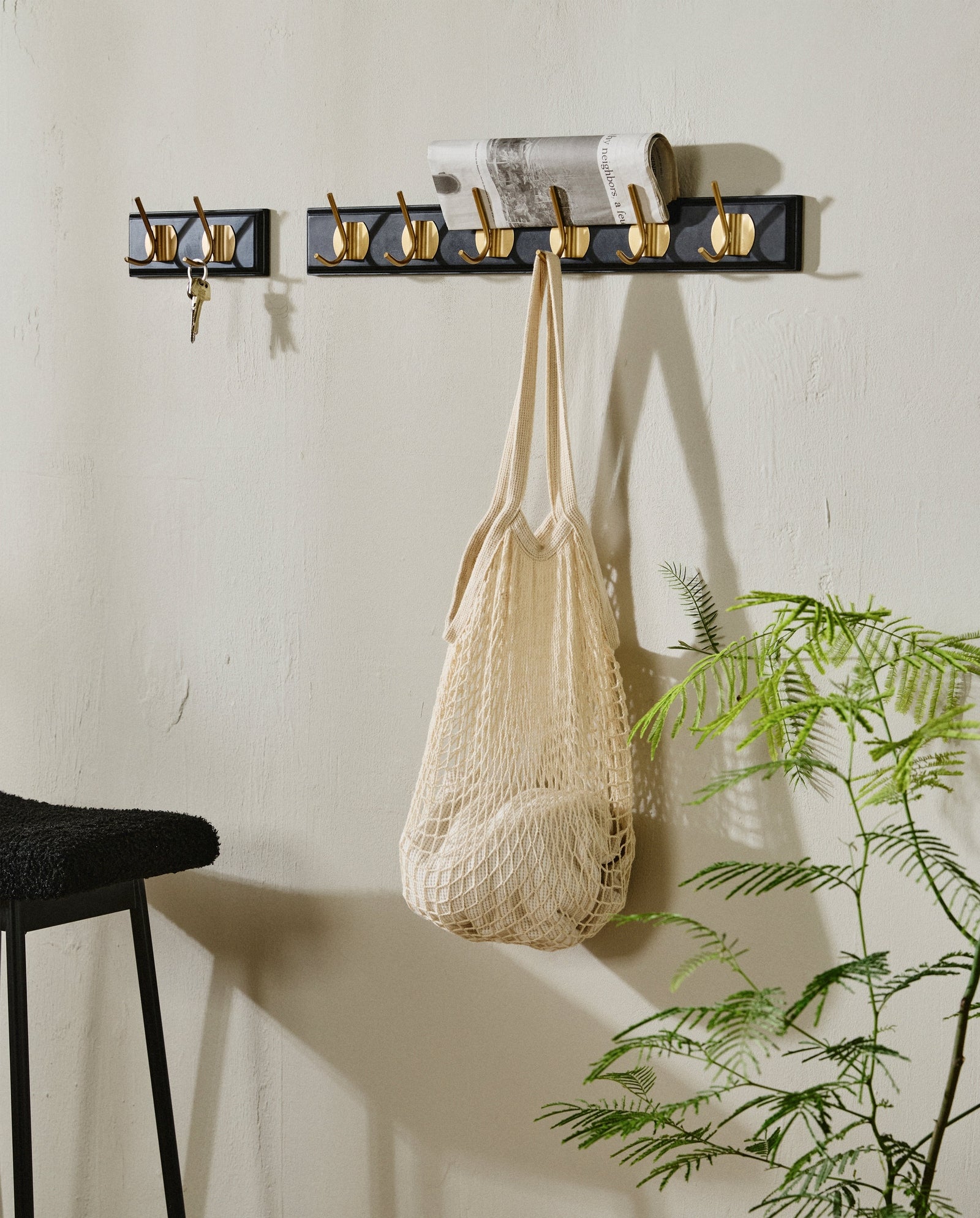 EDGY coat rack, 6 hooks - black