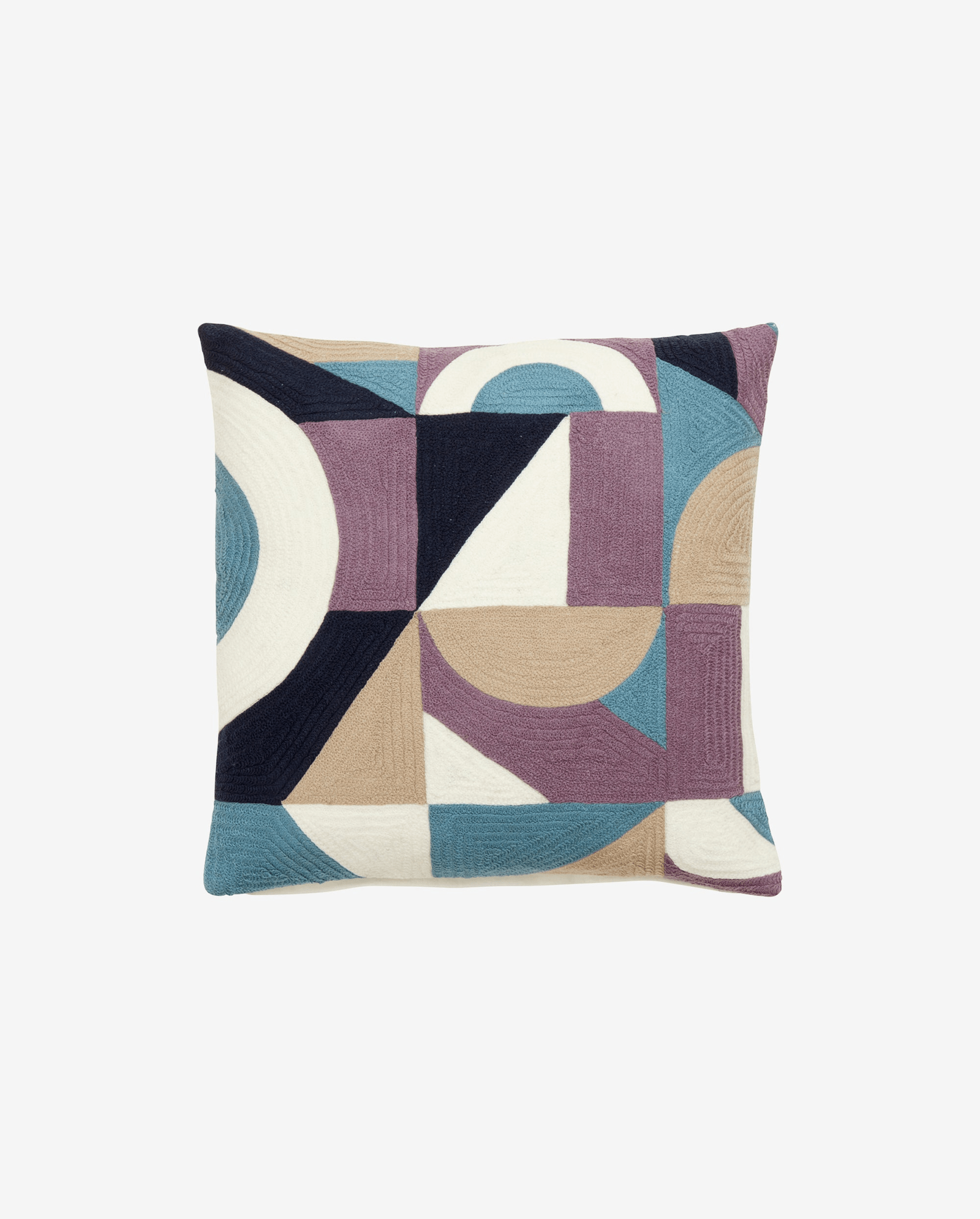 GEOMETRIC pudebetræk i bomuld - 50x50 - lilla/blå