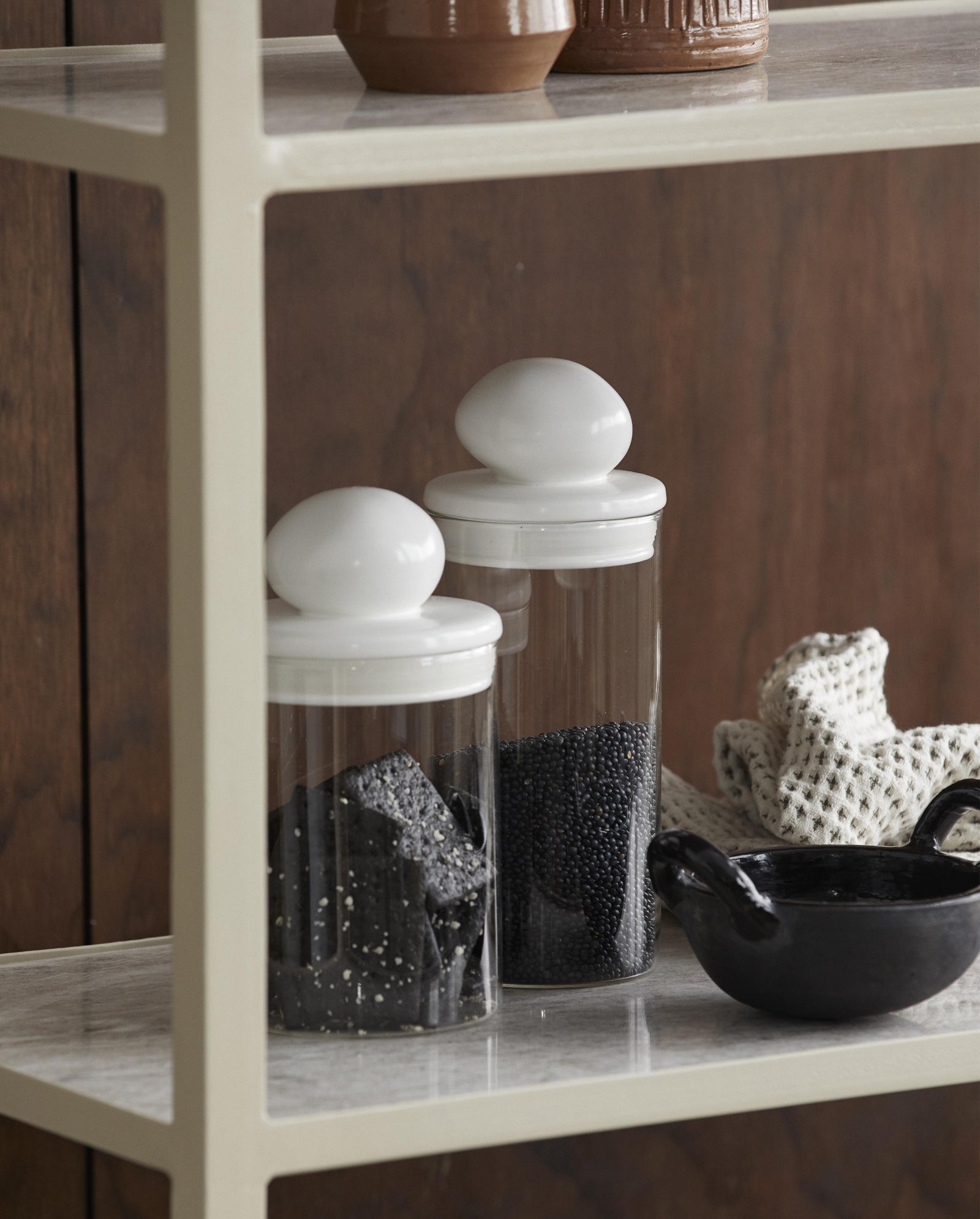 PLUM storage glass w. lid, low - clear