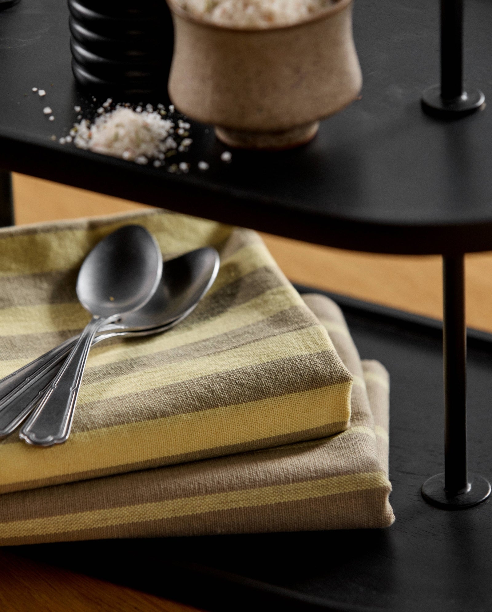 KINU Geschirrtuch, gestreift - gelb/beige