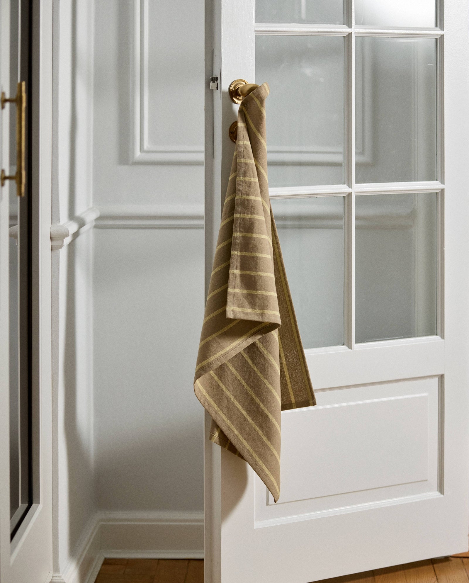 KINU Geschirrtuch, gestreift - gelb/beige