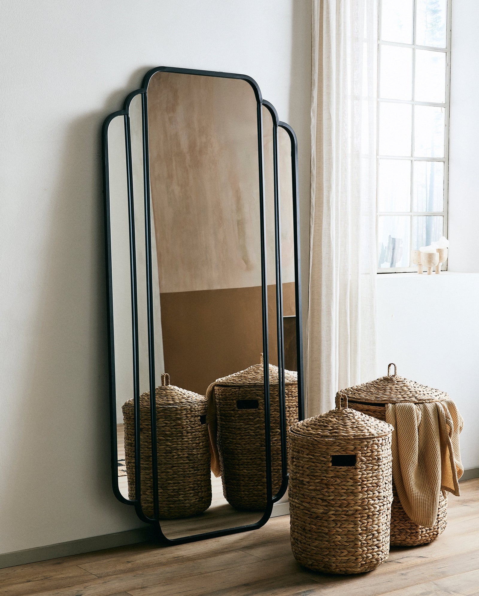 SKYLARK stort spejl i jern - 200x100 cm - sort