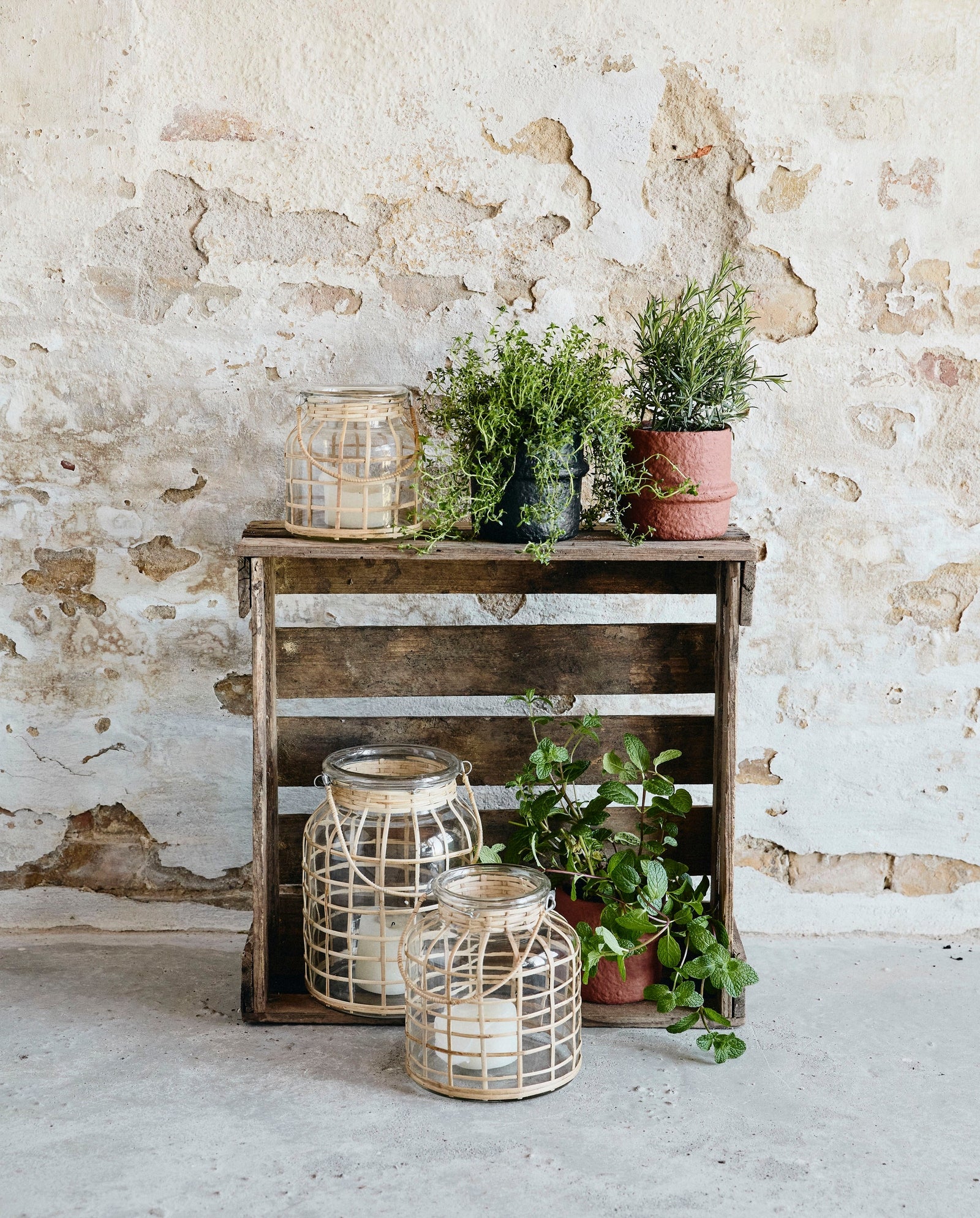 Support de bougie en BAMBOU, en verre, grand