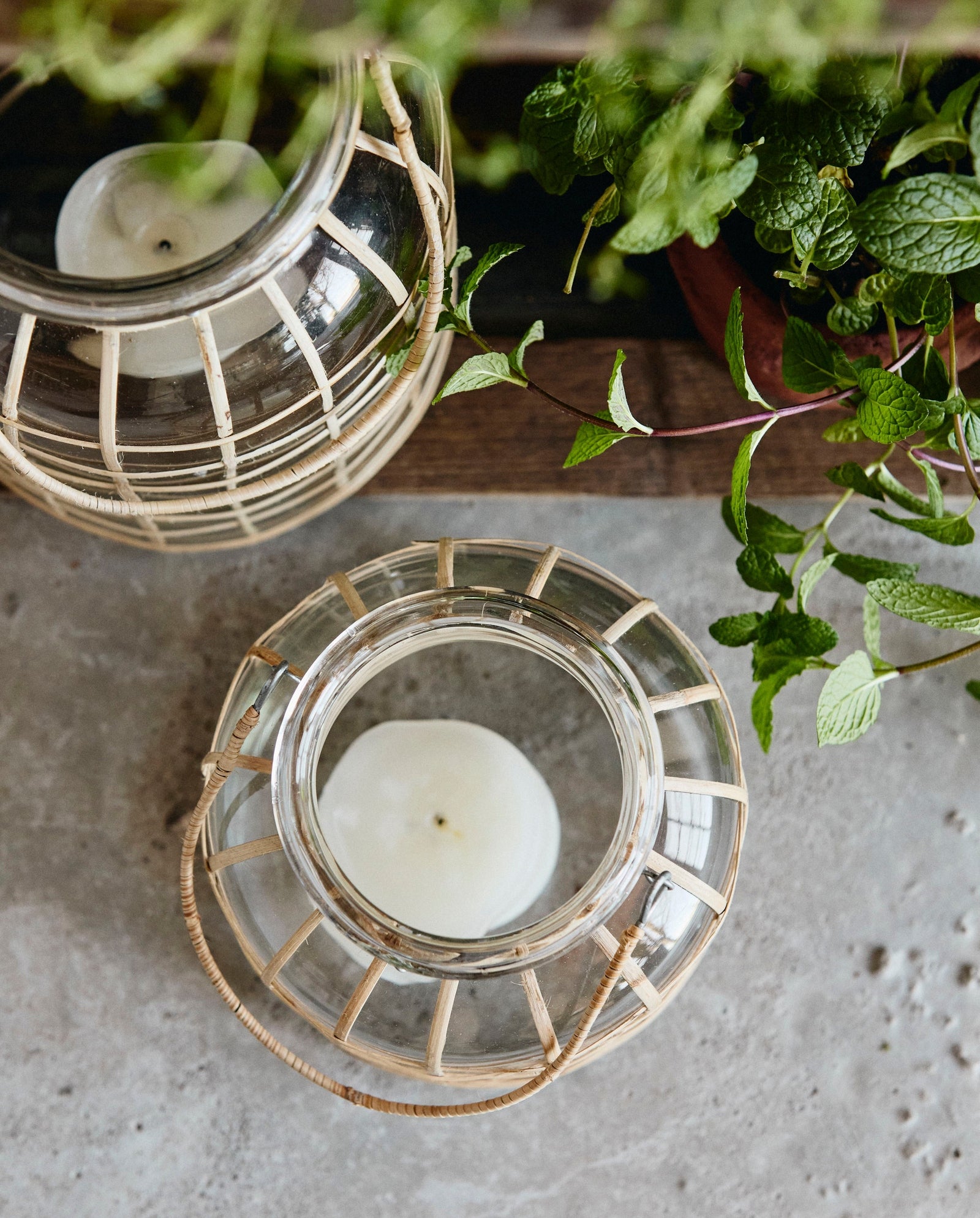 Support de bougie en BAMBOU, en verre, moyen
