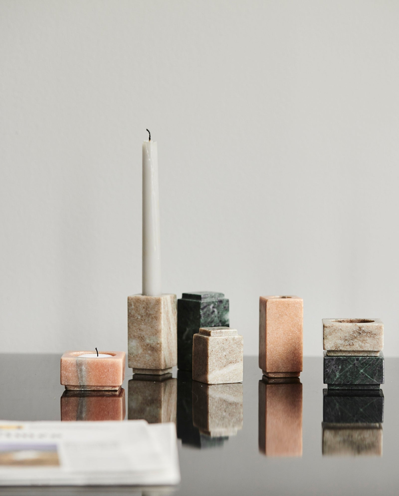 CANDLE stearinlys - h30 cm - grå