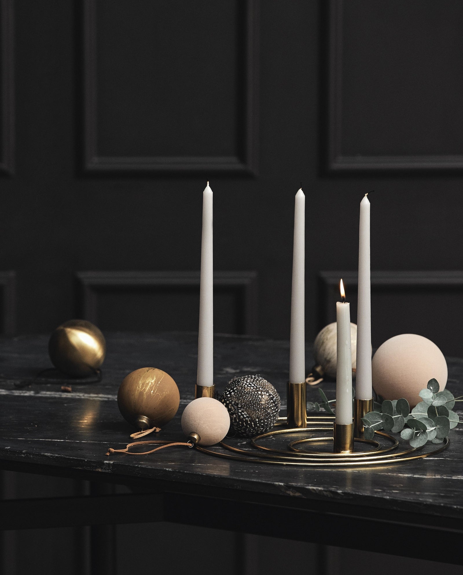 CANDLE stearinlys - h30 cm - grå