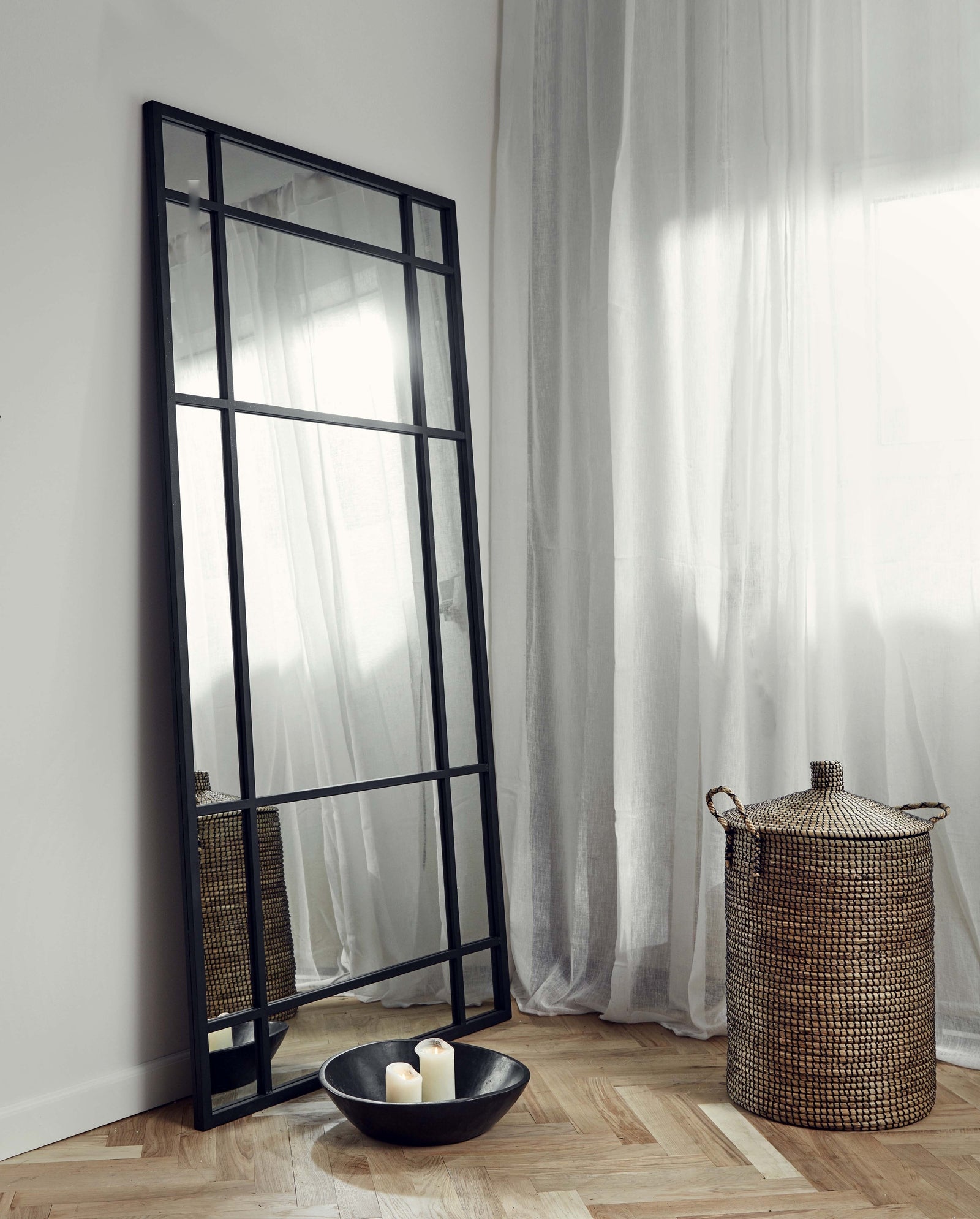 SPIRIT spejl med jernramme - 204x102 cm - sort