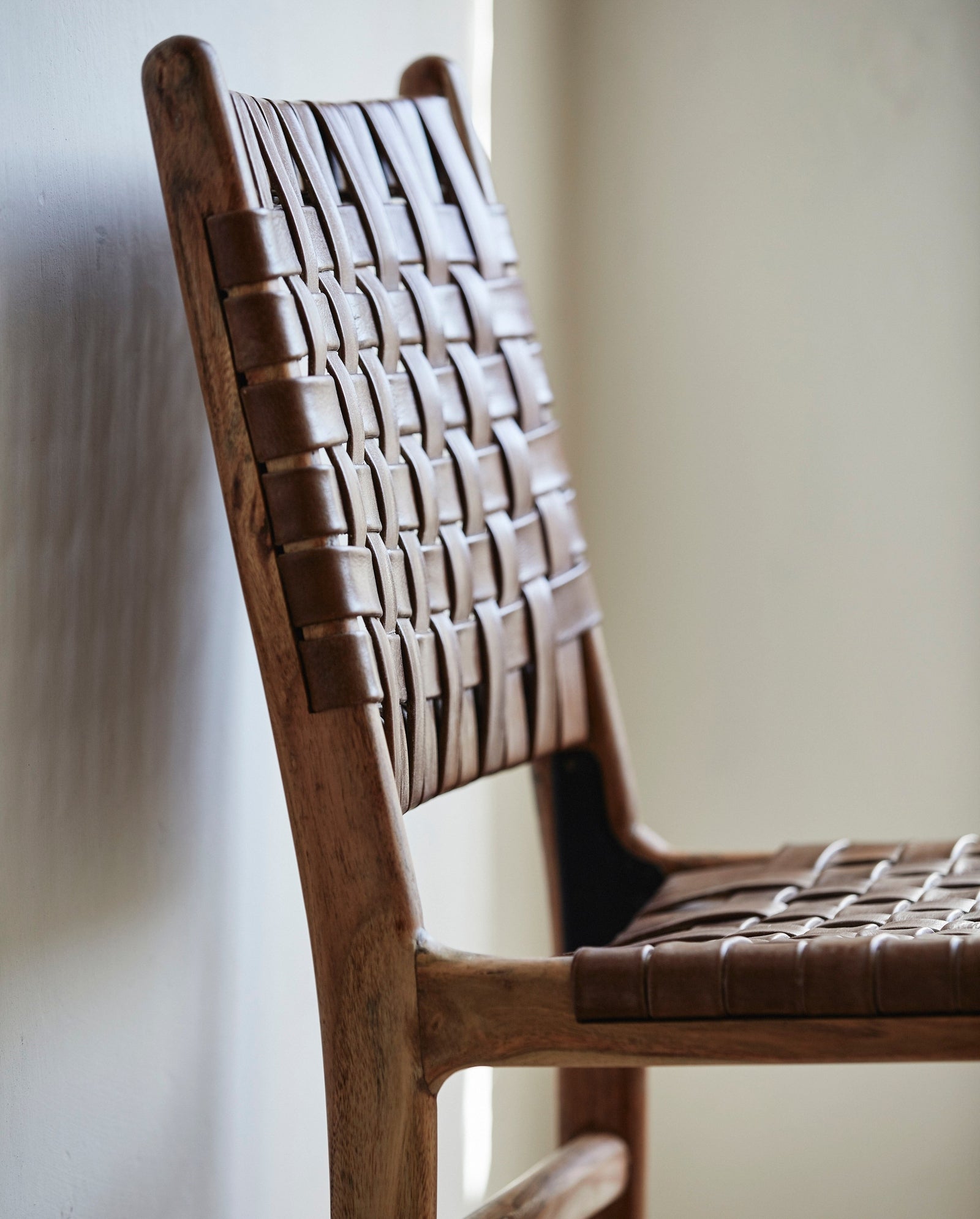 AYA dinner chair, brown leather/wood