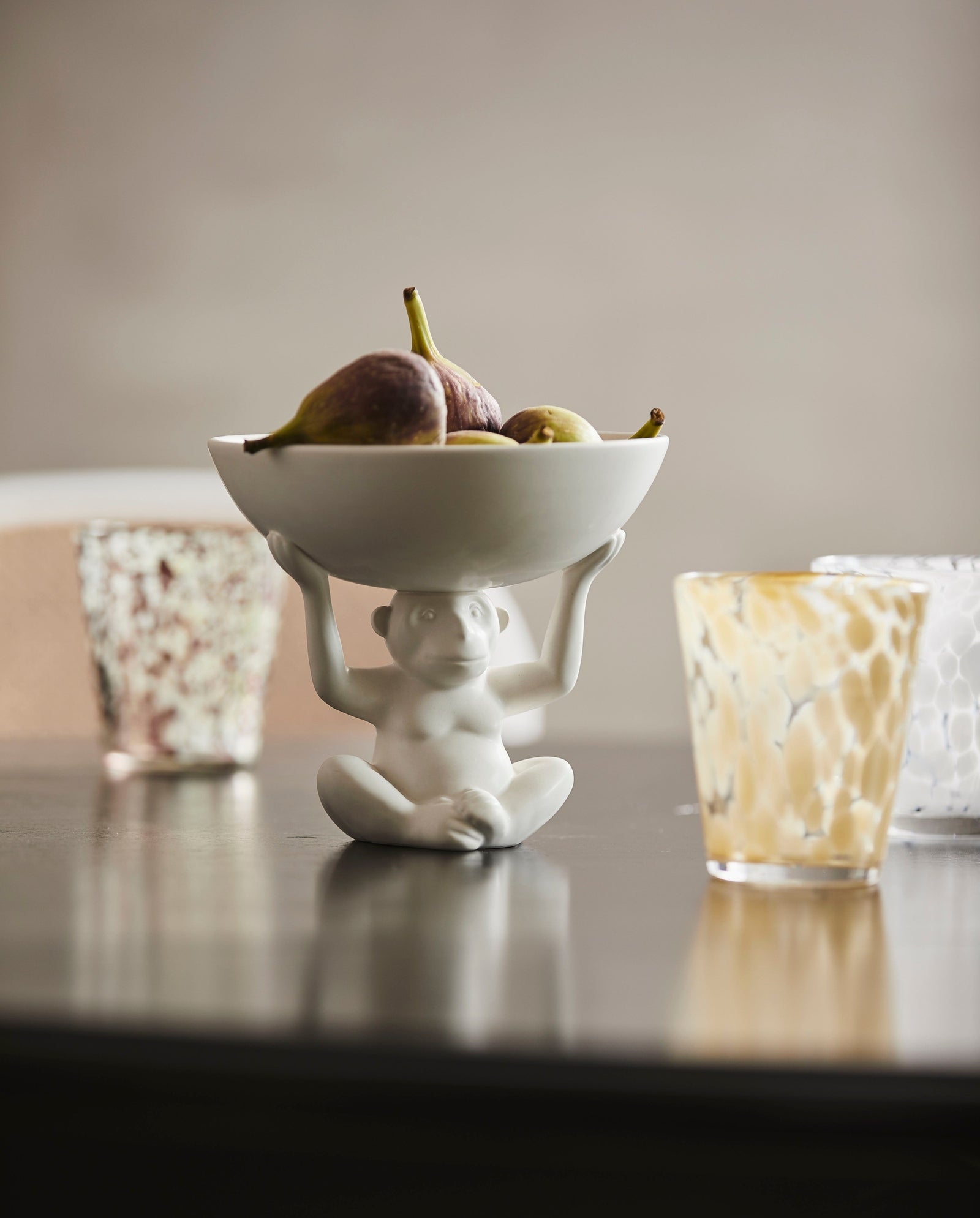 TEPIN drinking glass - clear/beige