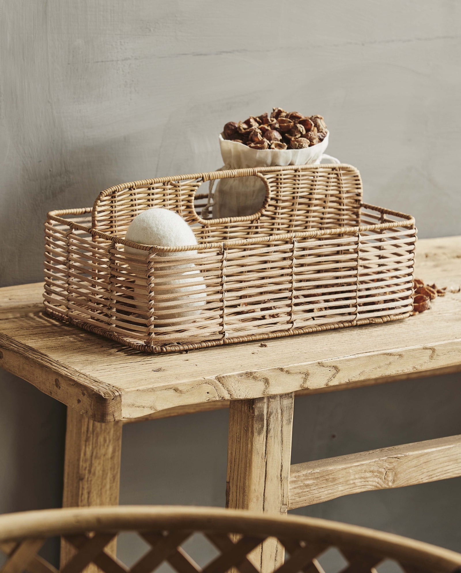 ZADAR rattan holder, 2 dividers - nature