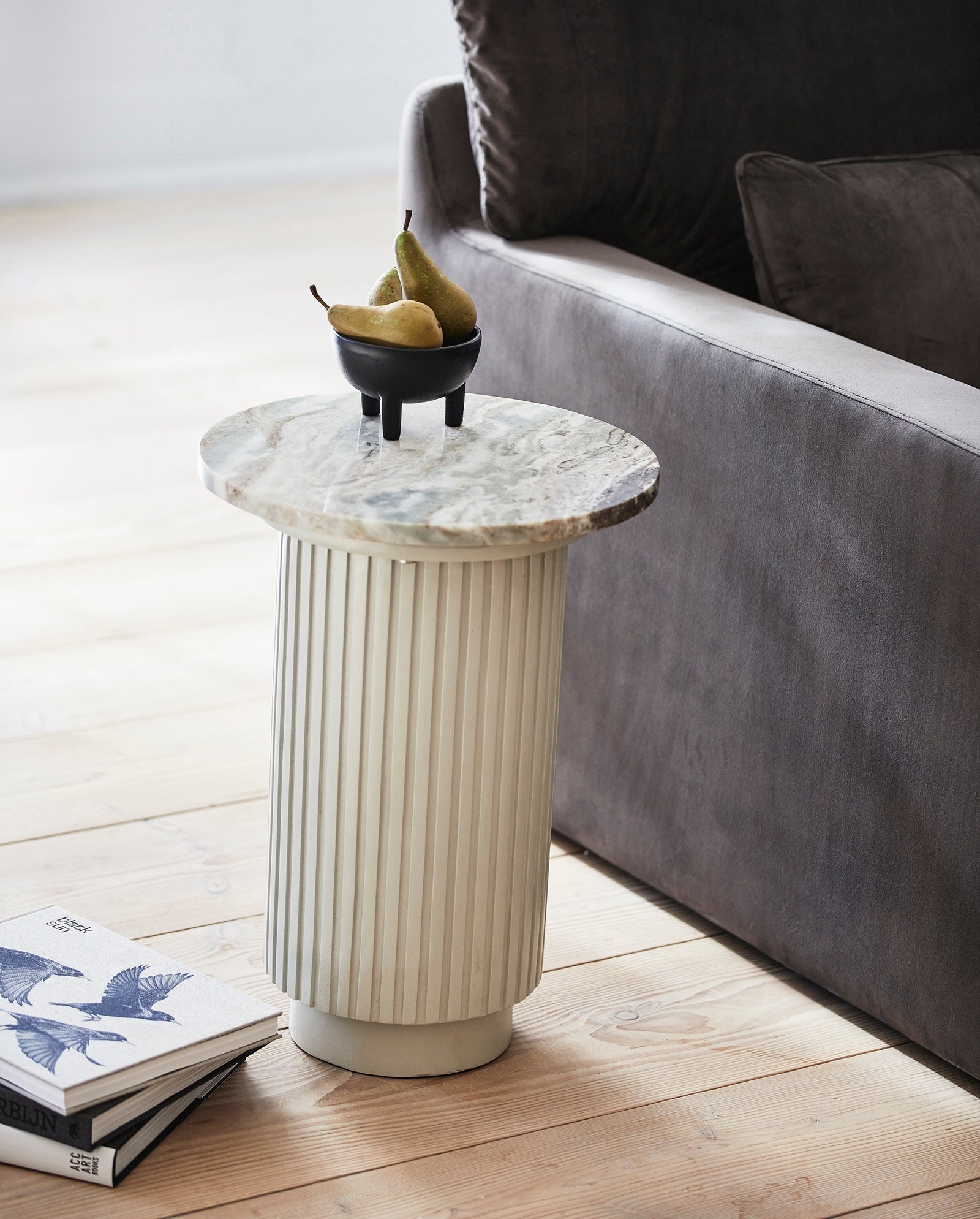 ERIE round side table - ivory marble top