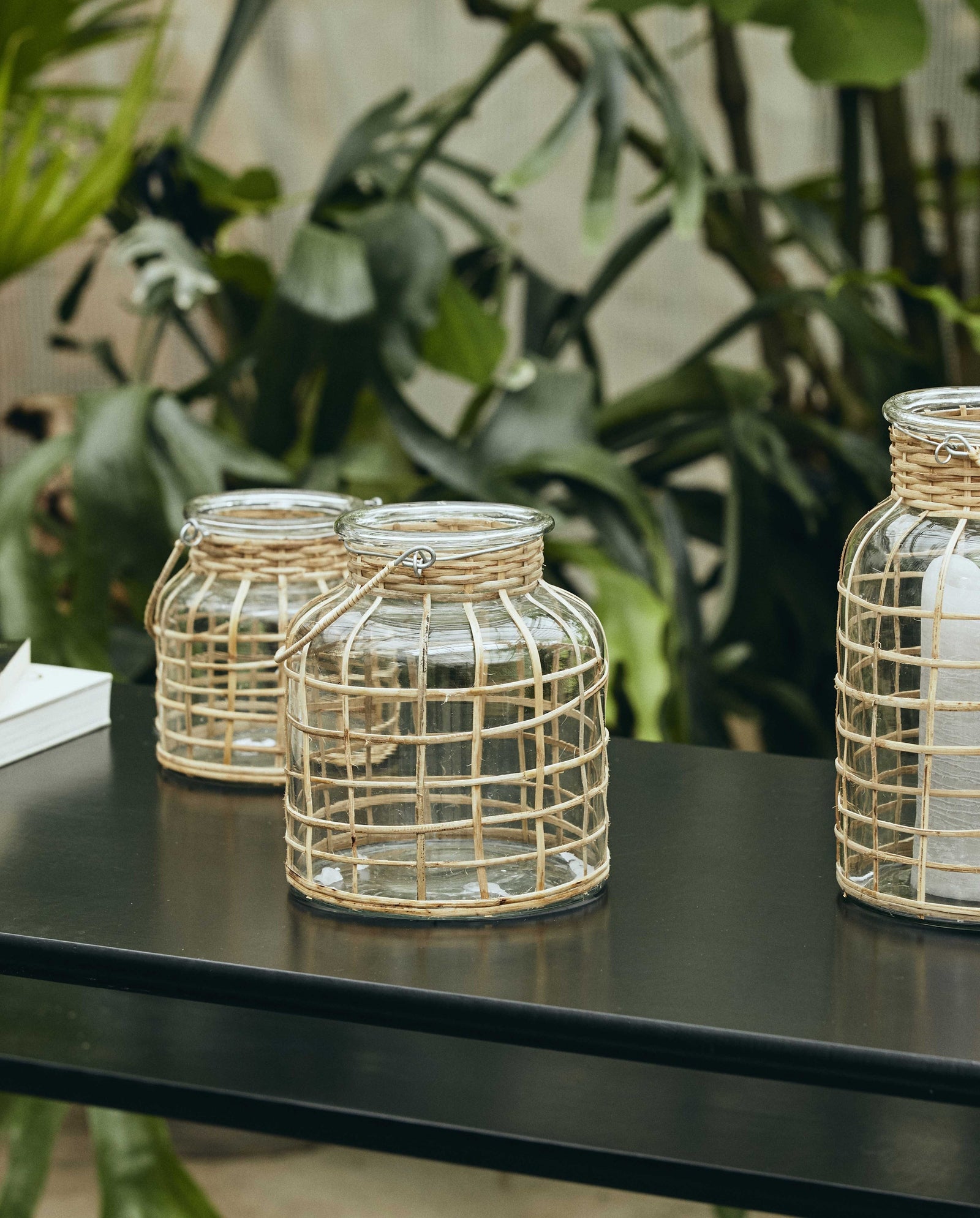 Support de bougie en BAMBOU, en verre, moyen