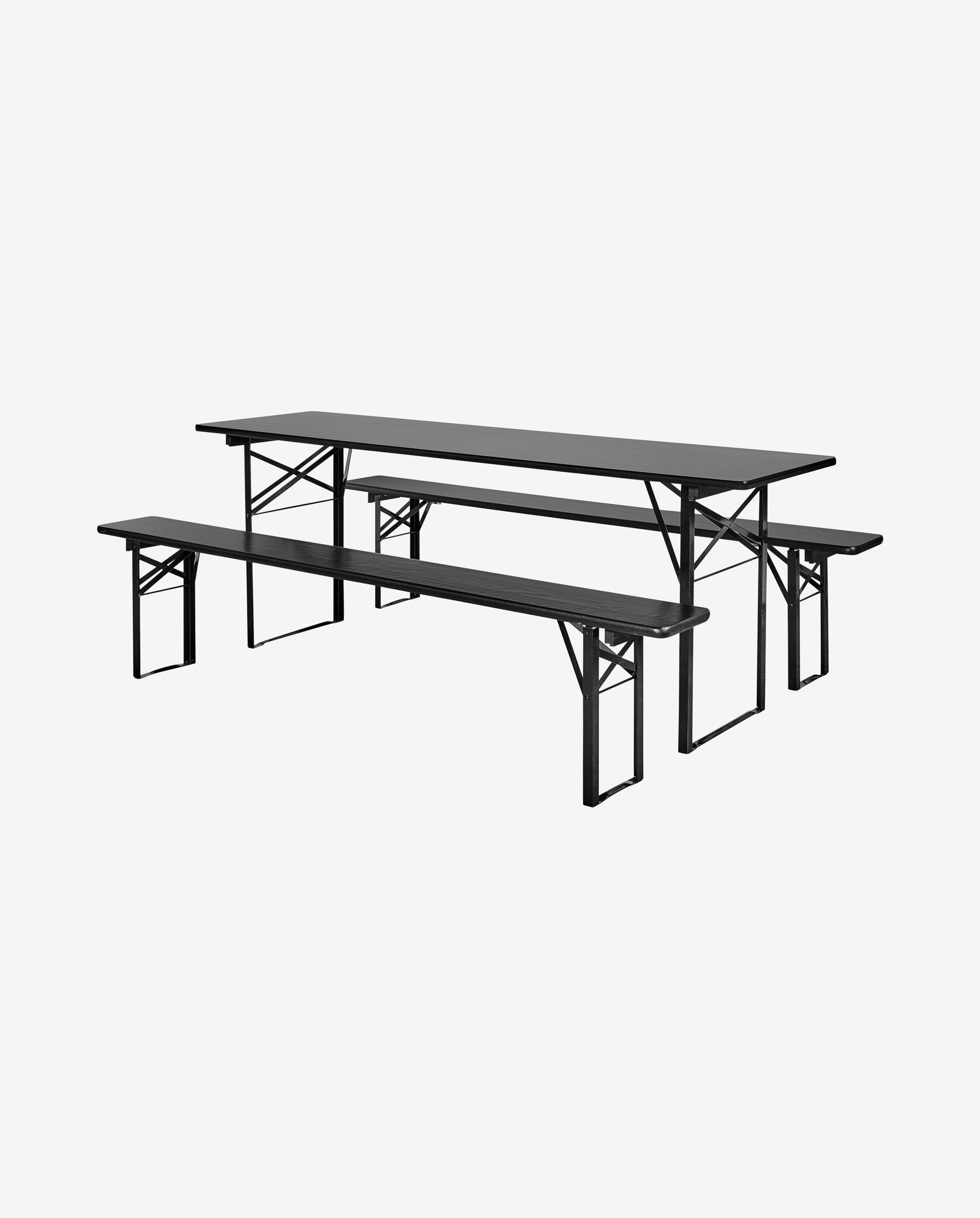 Havesæt med bord og bænke - 220x60 - sort