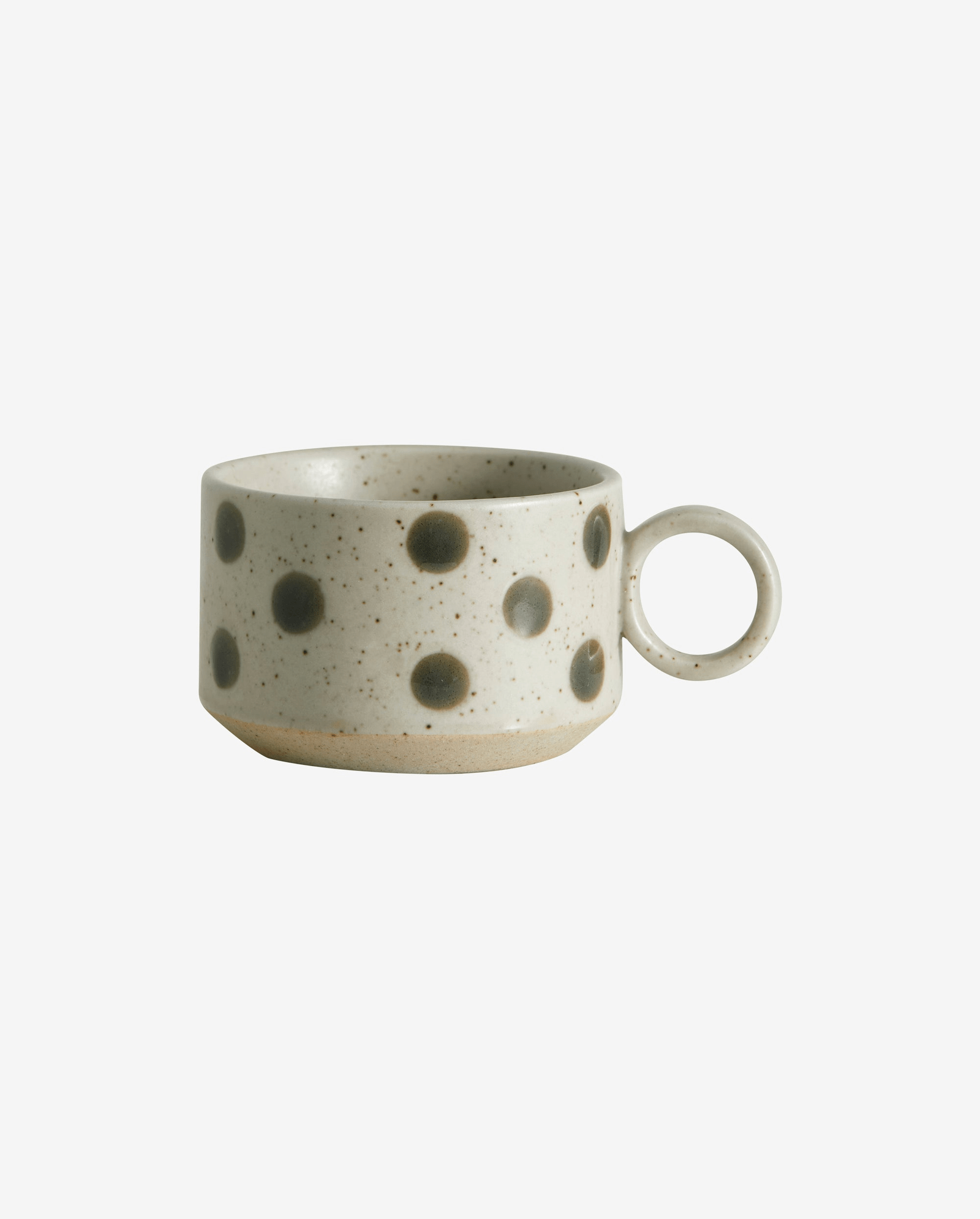 GRAINY tea cup w. handle - sand/green