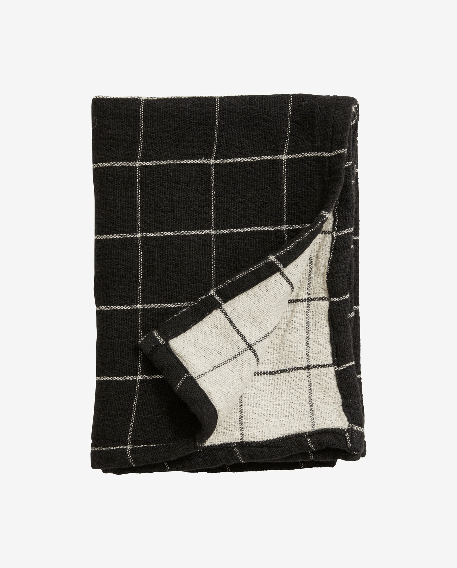 Geschirrtuch, Karo/Stripe - Schwarz/Natur