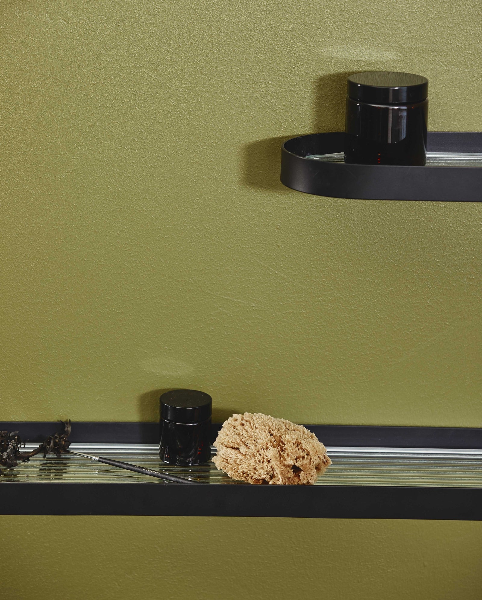 SOTRA shelf w/glass, L, black metal