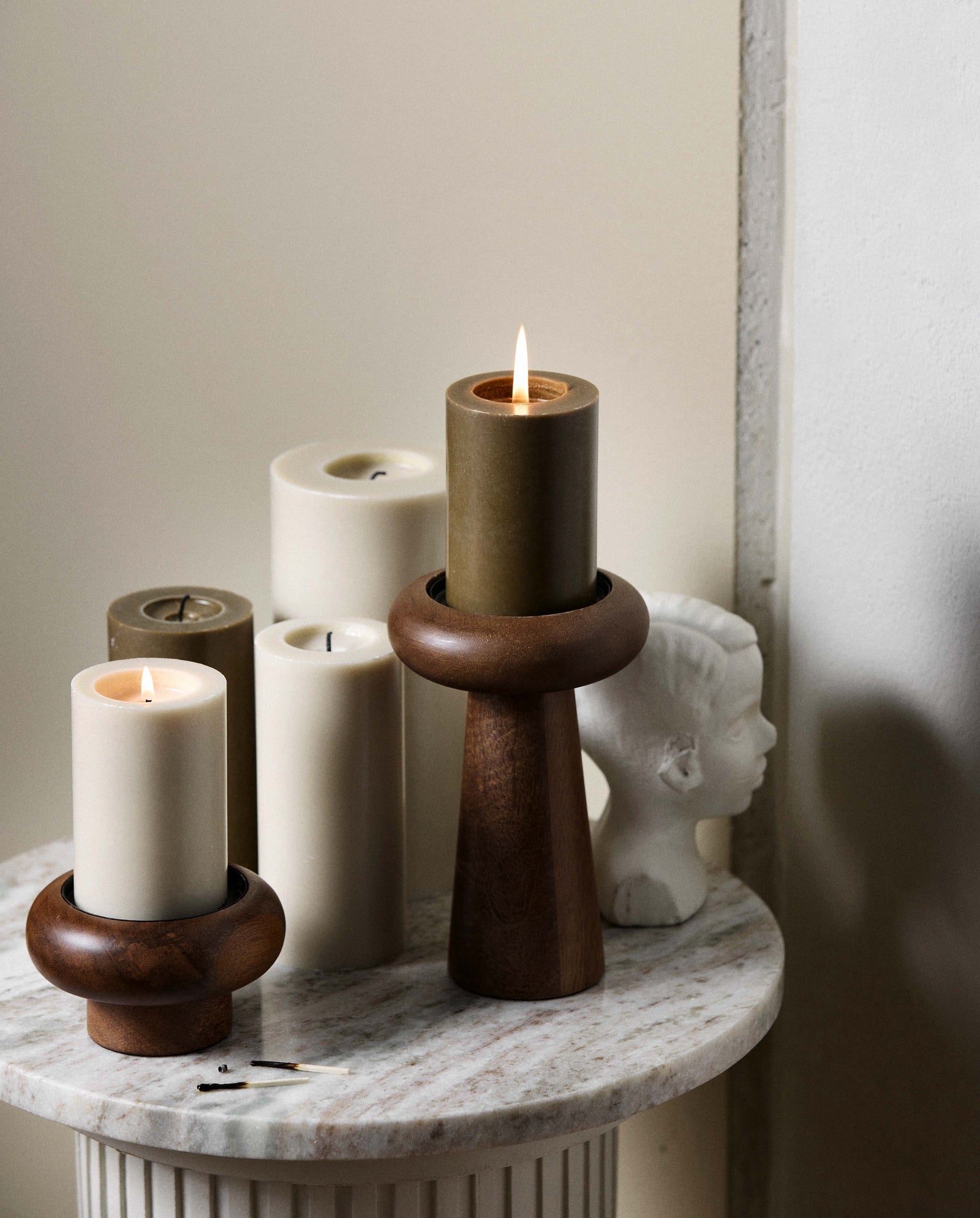 CANDLE, bloklys, 6,8x10cm - beige