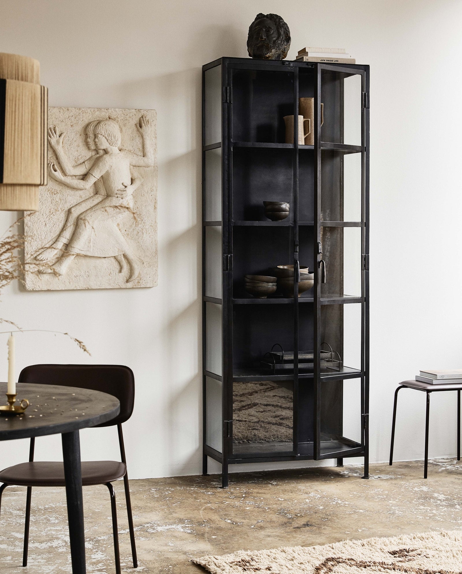 PHOENIX black cabinet, 2 doors, iron