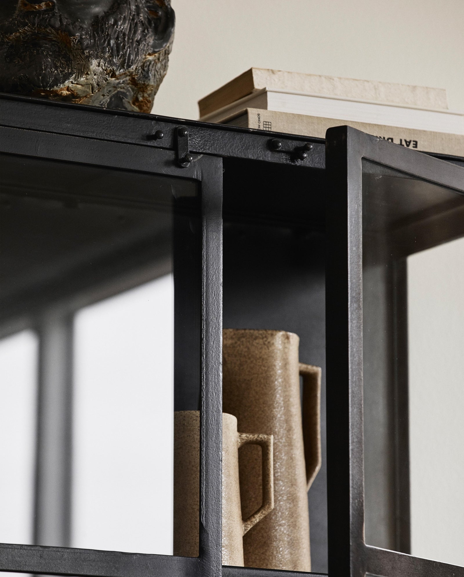 PHOENIX black cabinet, 2 doors, iron
