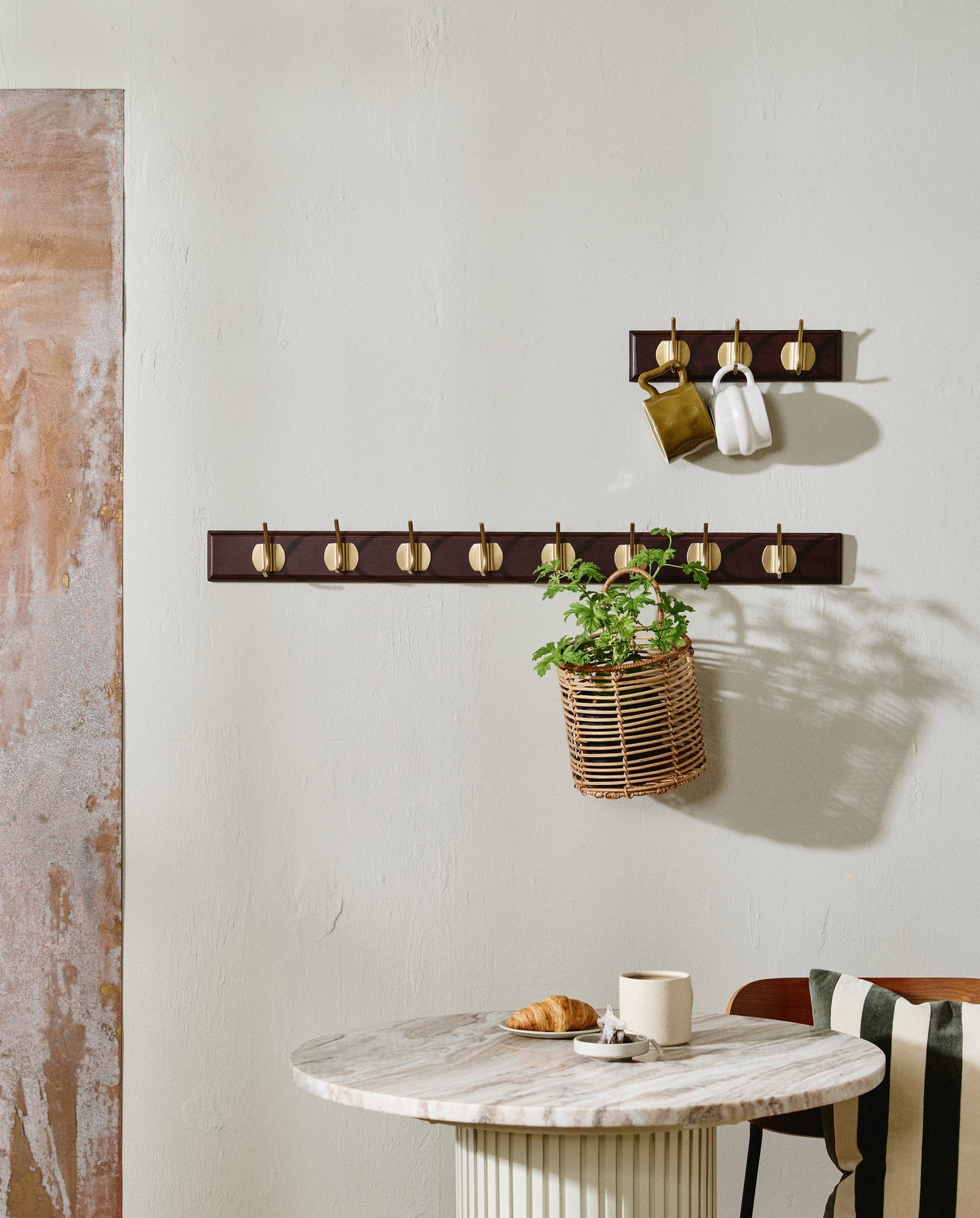 EDGY coat rack, 3 hooks - dark brown