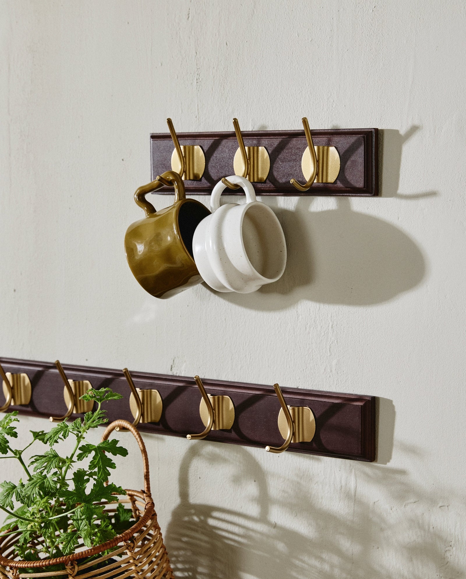 EDGY coat rack, 6 hooks - dark brown