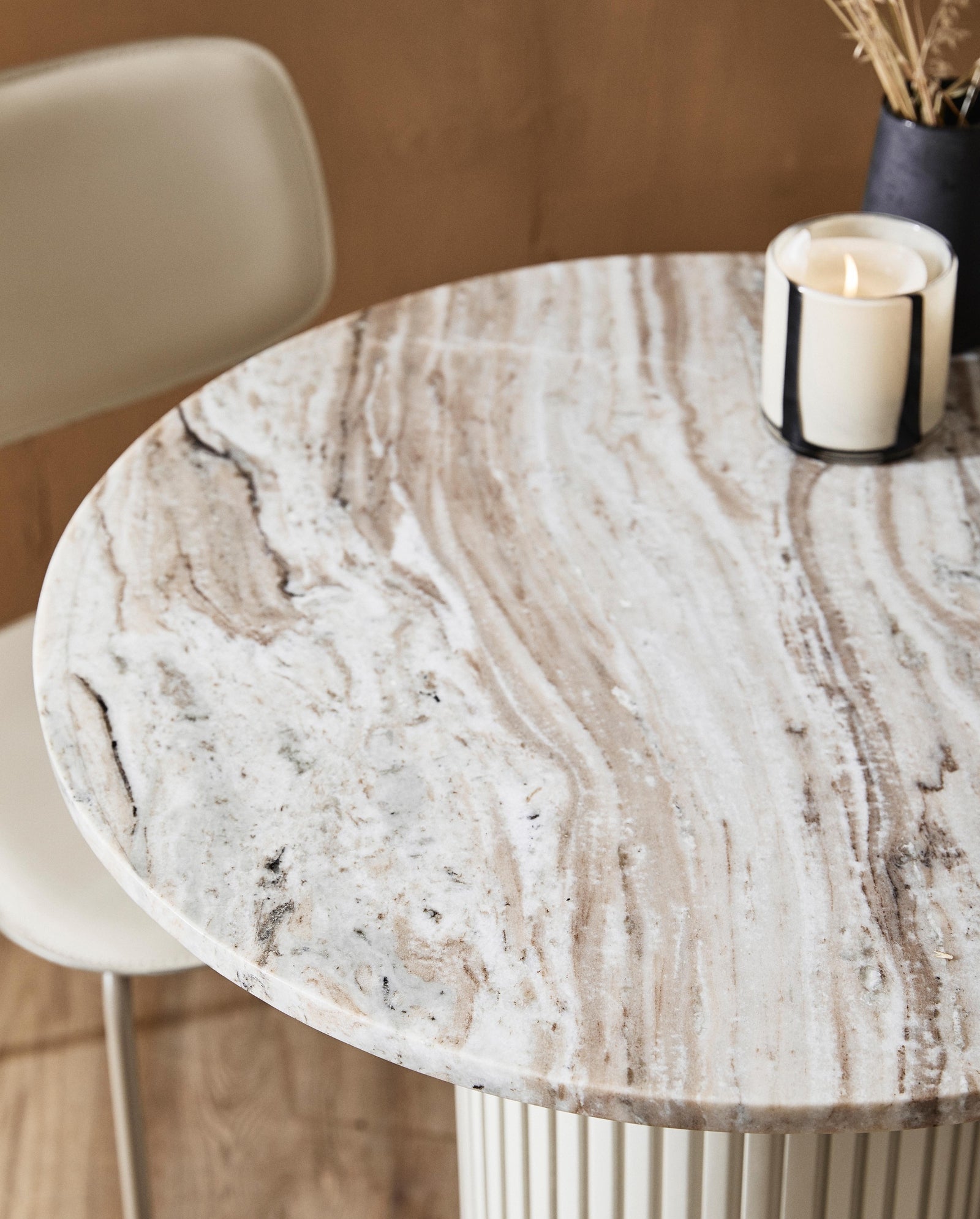 ERIE round coffee table, ø75 cm - ivory marble tabletop