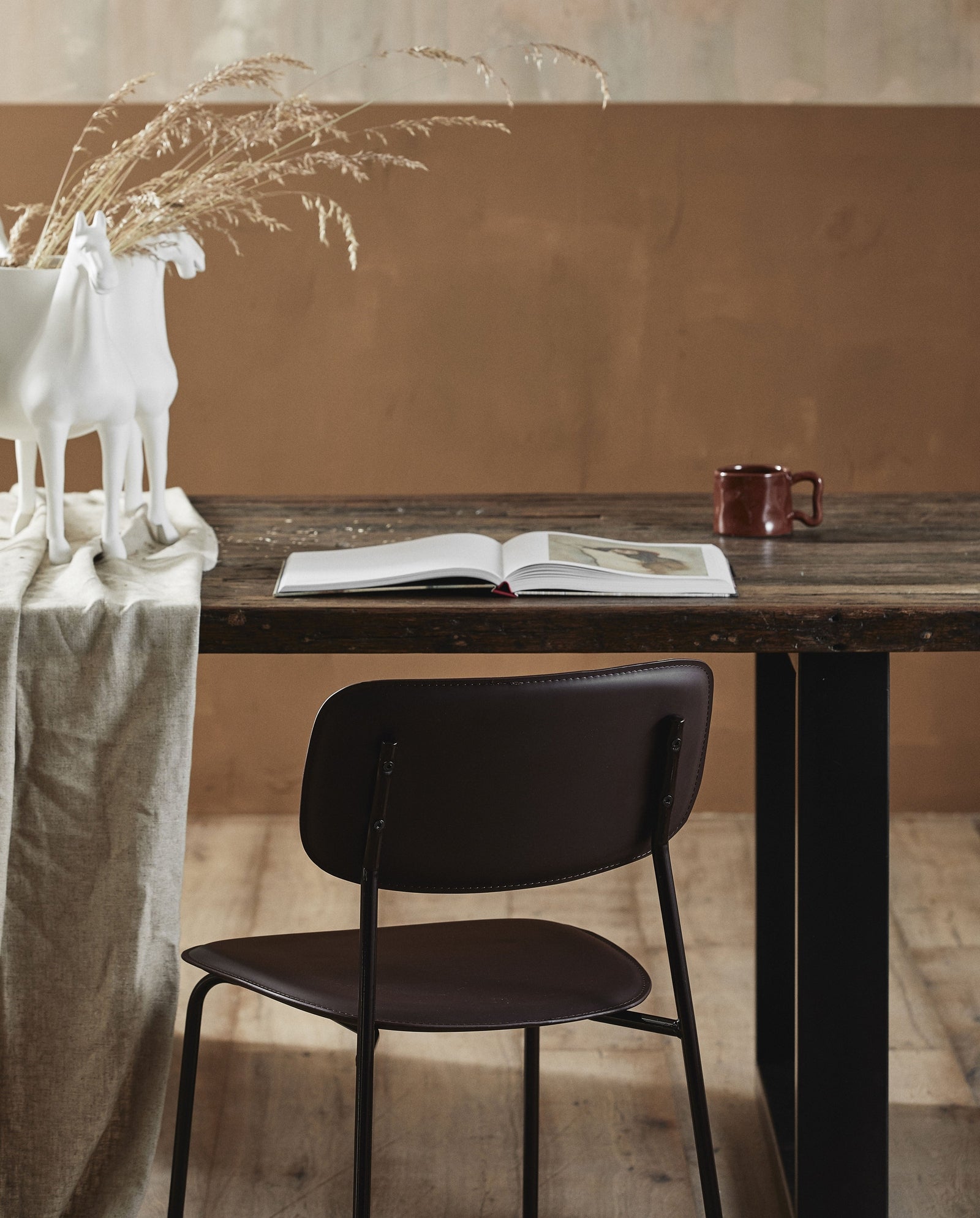 VINTAGE iron table w/wooden top, raw