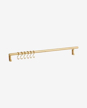 MALO shelf, 6 hooks - brass finish