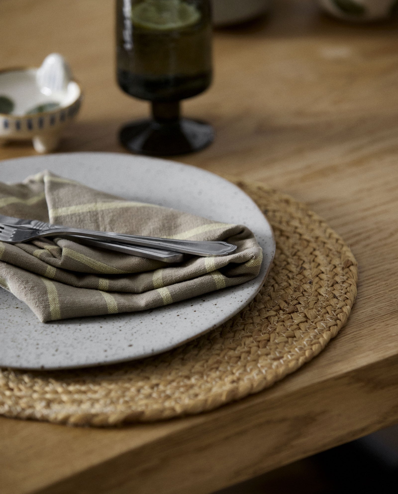 KINU Geschirrtuch, gestreift - gelb/beige