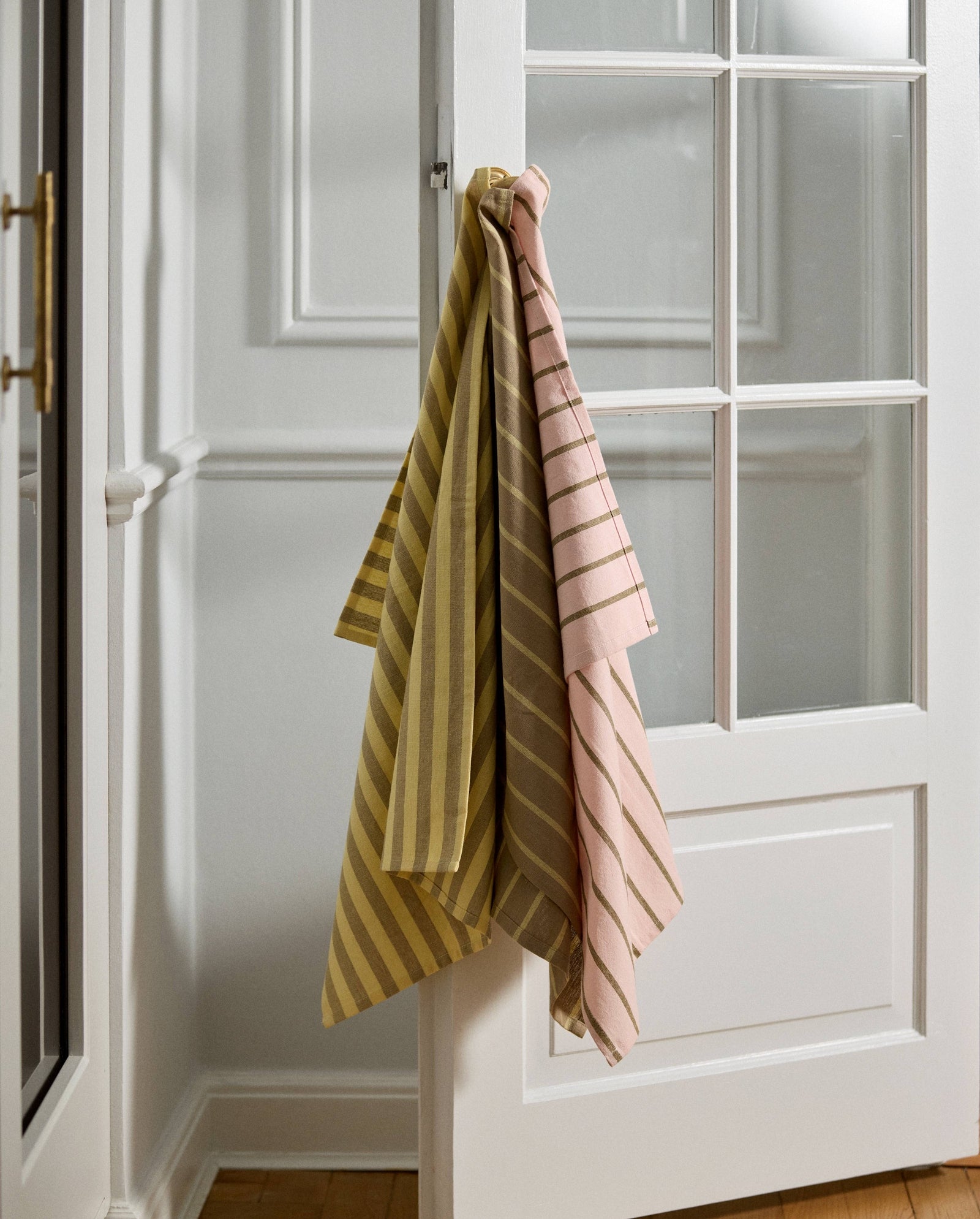 KINU Geschirrtuch, gestreift - gelb/beige