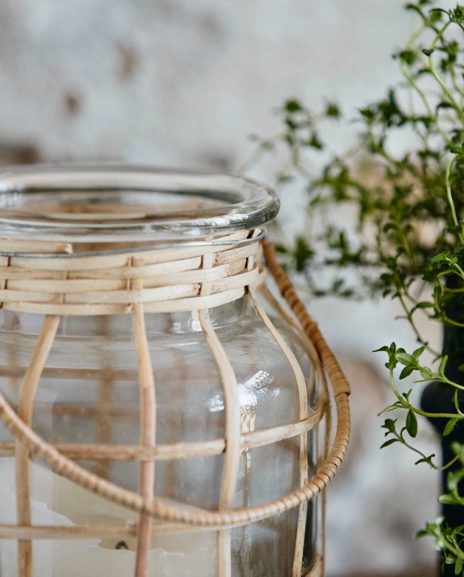 Support de bougie en BAMBOU, en verre, grand
