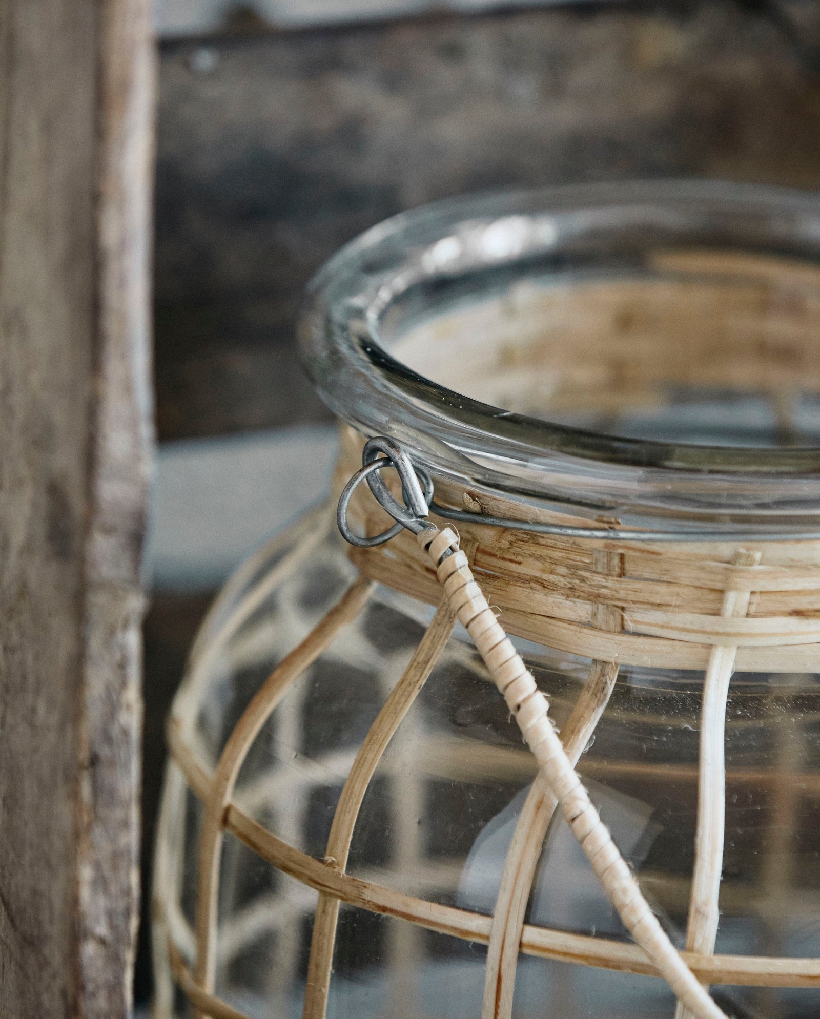 Support de bougie en BAMBOU, en verre, moyen