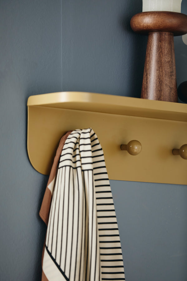 TURDA shelf w. hooks - green