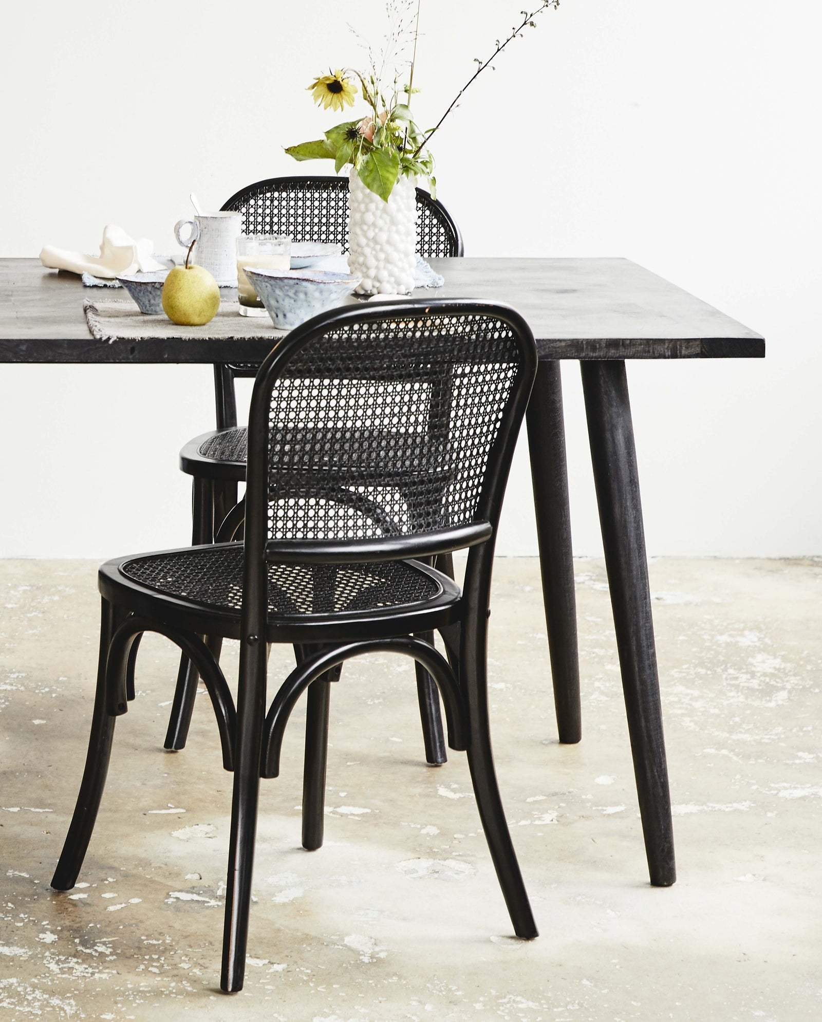 WICKY chair w. wickerwork - black/black