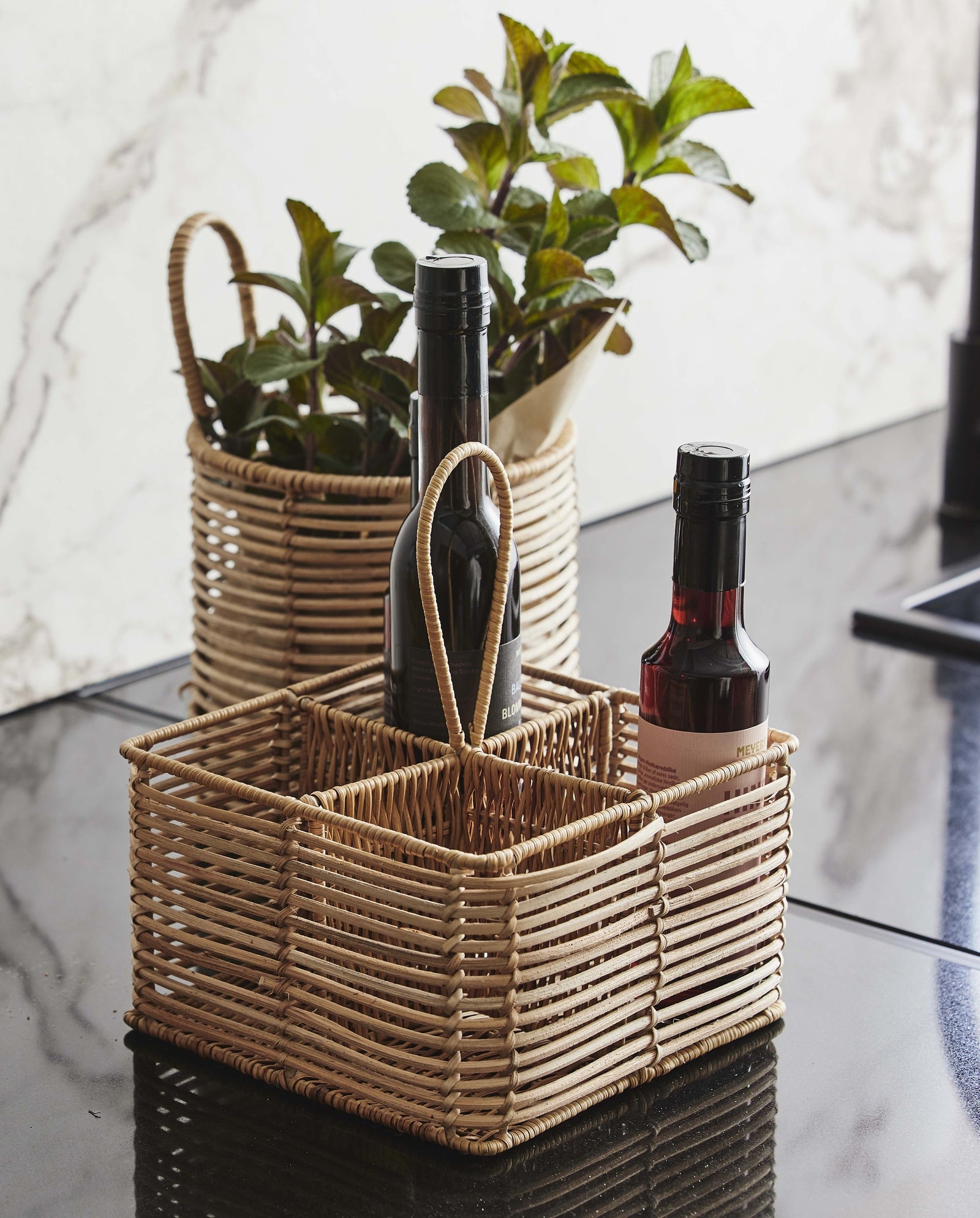 ZADAR rattan holder, 4 dividers - nature