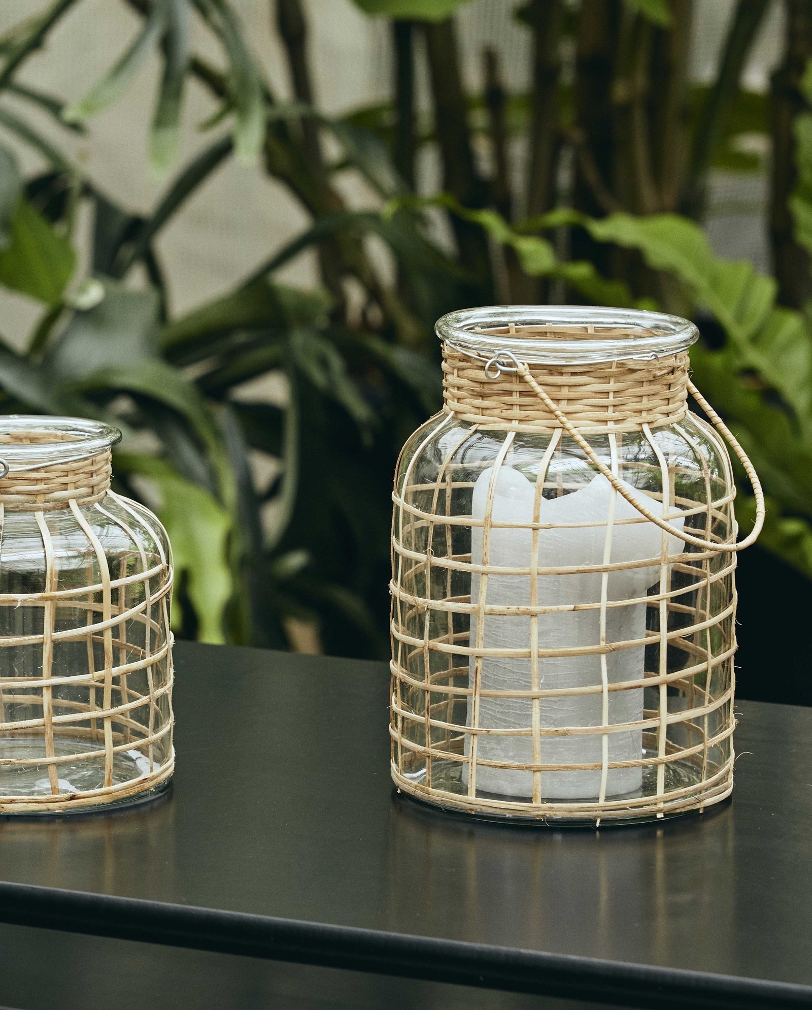 Support de bougie en BAMBOU, en verre, grand
