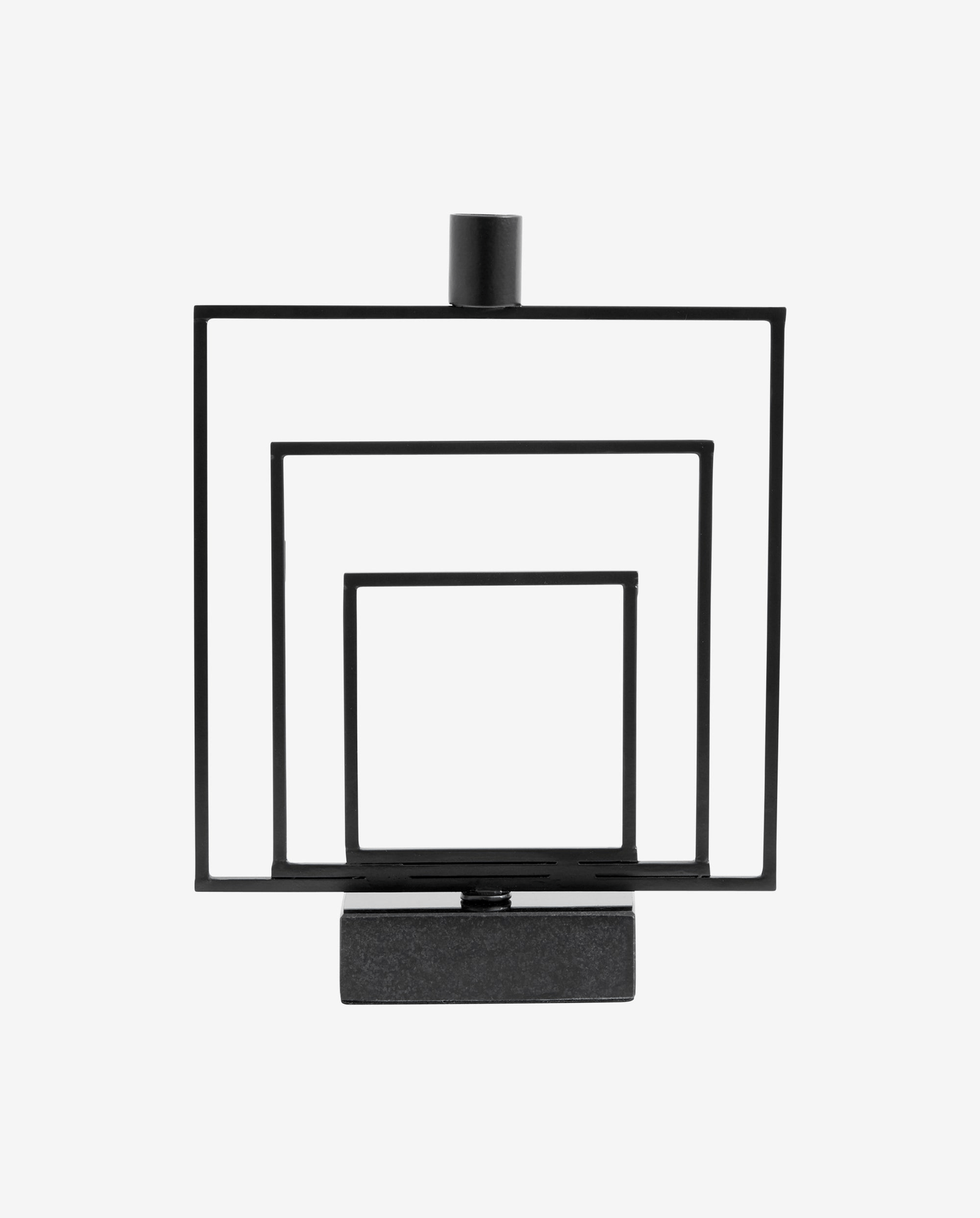 SQUARE lysestage i jern og marmor - h27 cm - sort