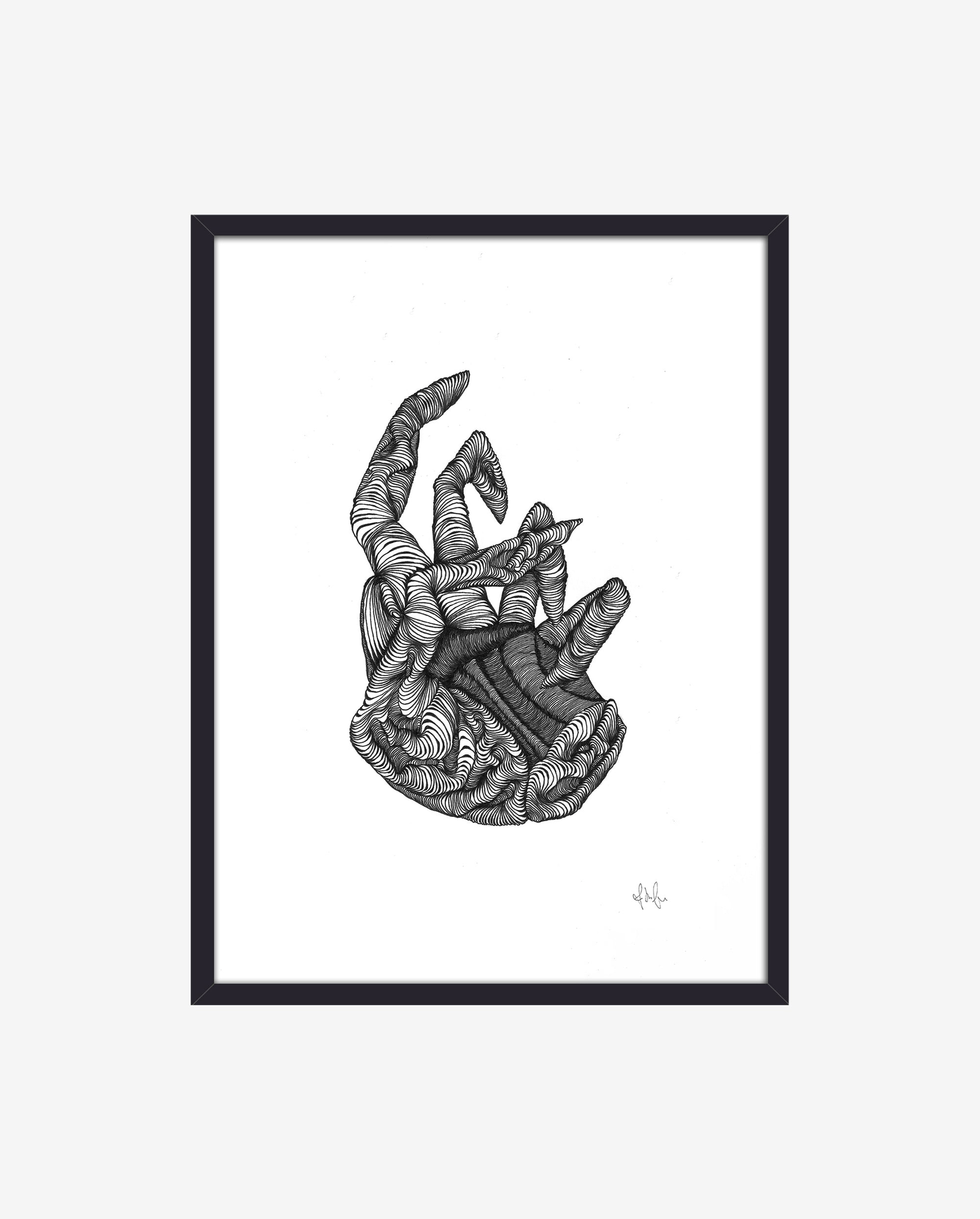 HAND-Illustration mit Rahmen – schwarz