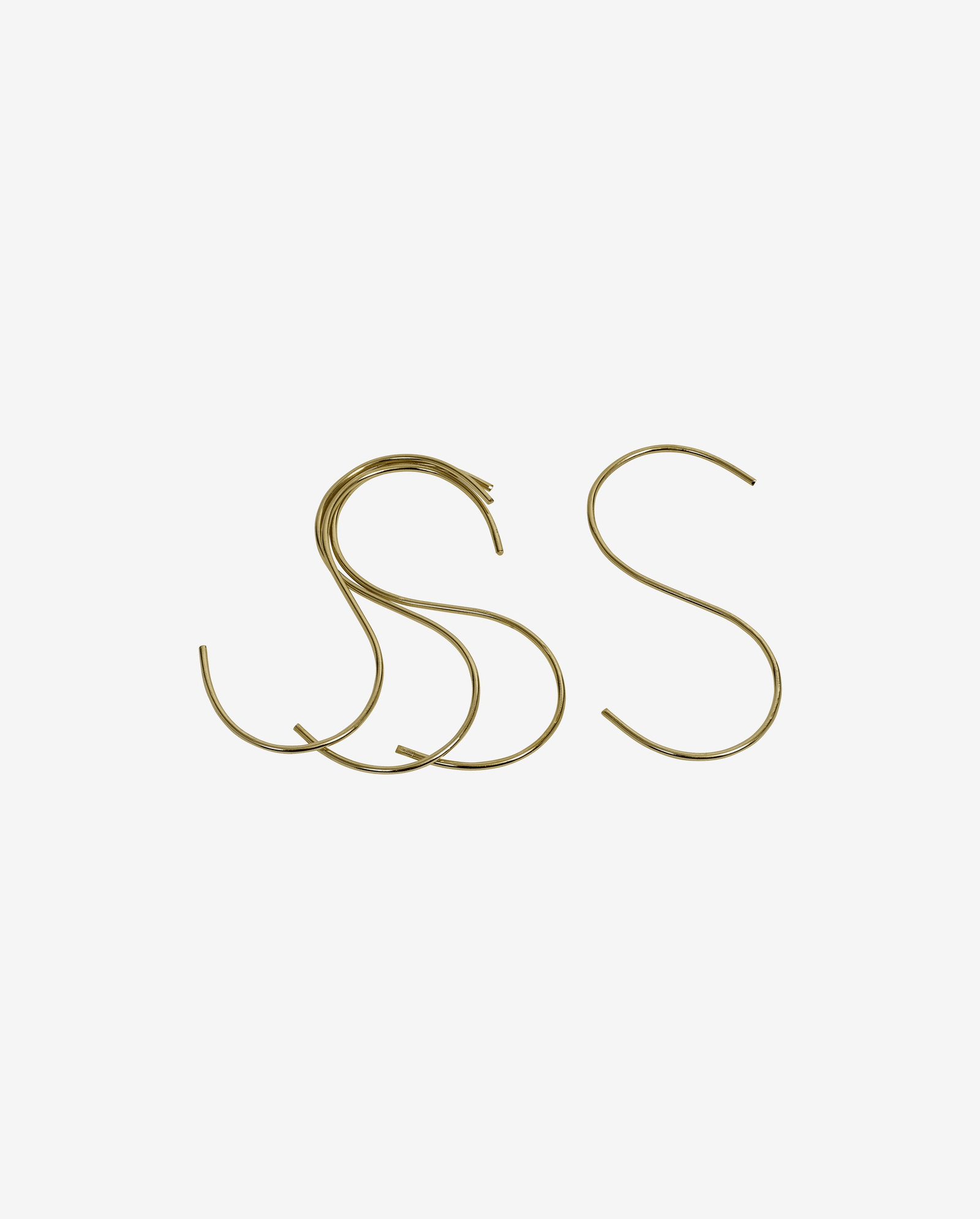 S hook, thin round - brass finish
