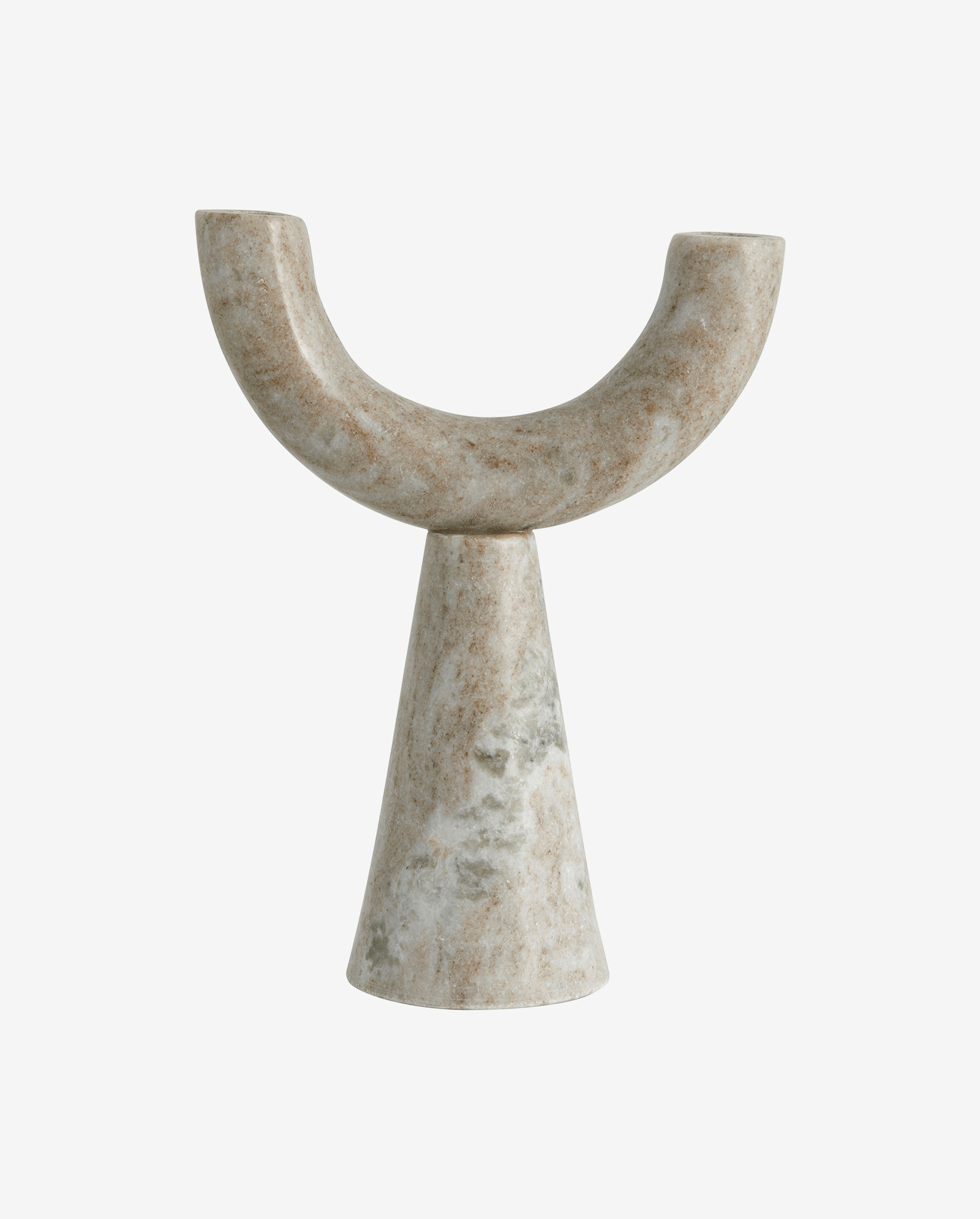 RIF lysestage i marmor - h26,5 cm - lys brun