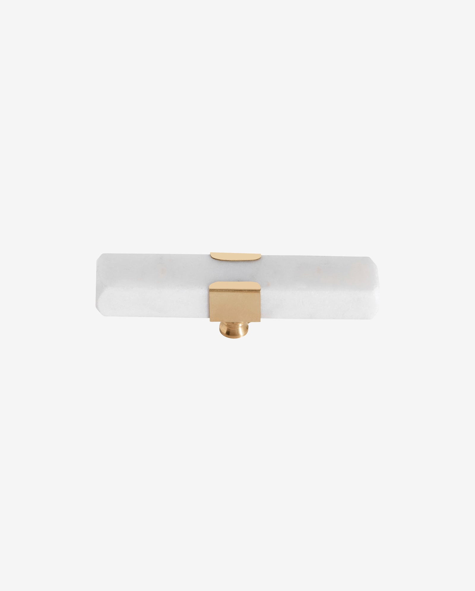 KNOB/HOOK, white marble rectangle - brass