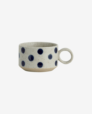 Tasse à thé GRAINY avec anse - sable/bleu foncé