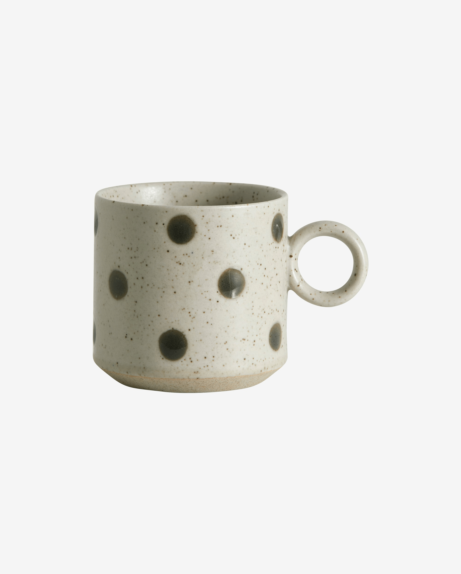 Tasse GRAINY à pois avec anse - sable/vert
