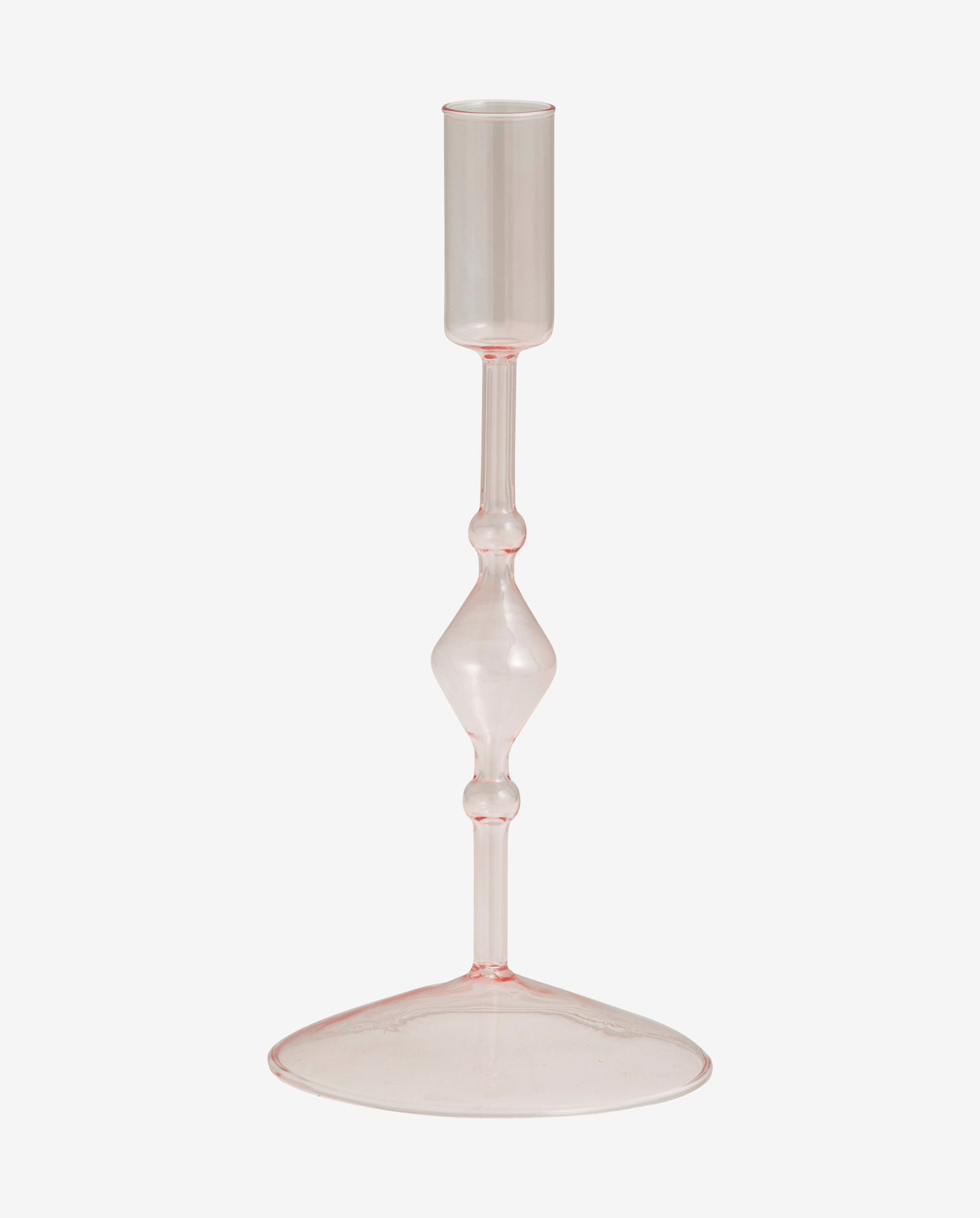 CHIROS lysestage i glas - h22 cm - lys pink