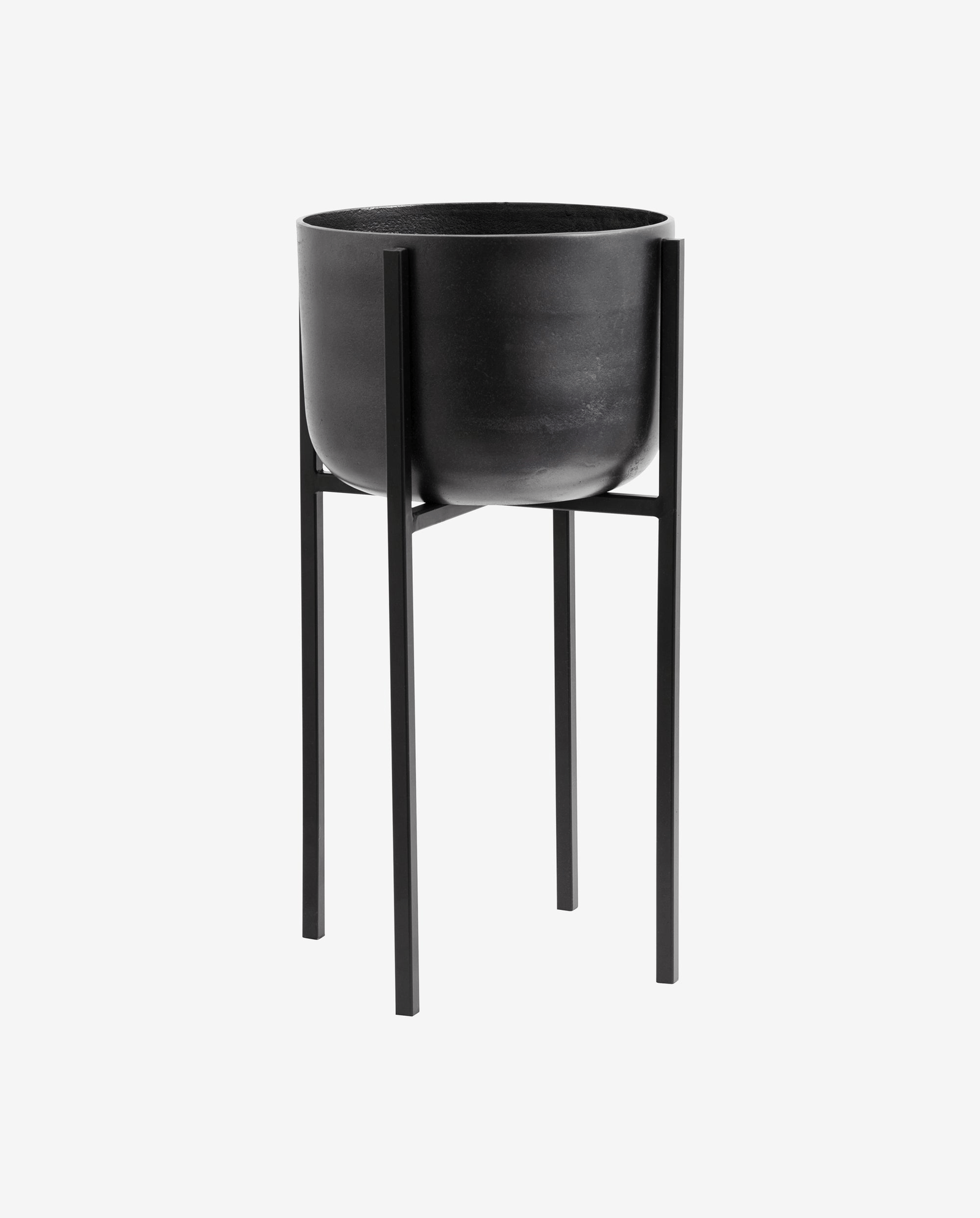 Blumentopf auf Ständer, mittel, schwarz oxidiert