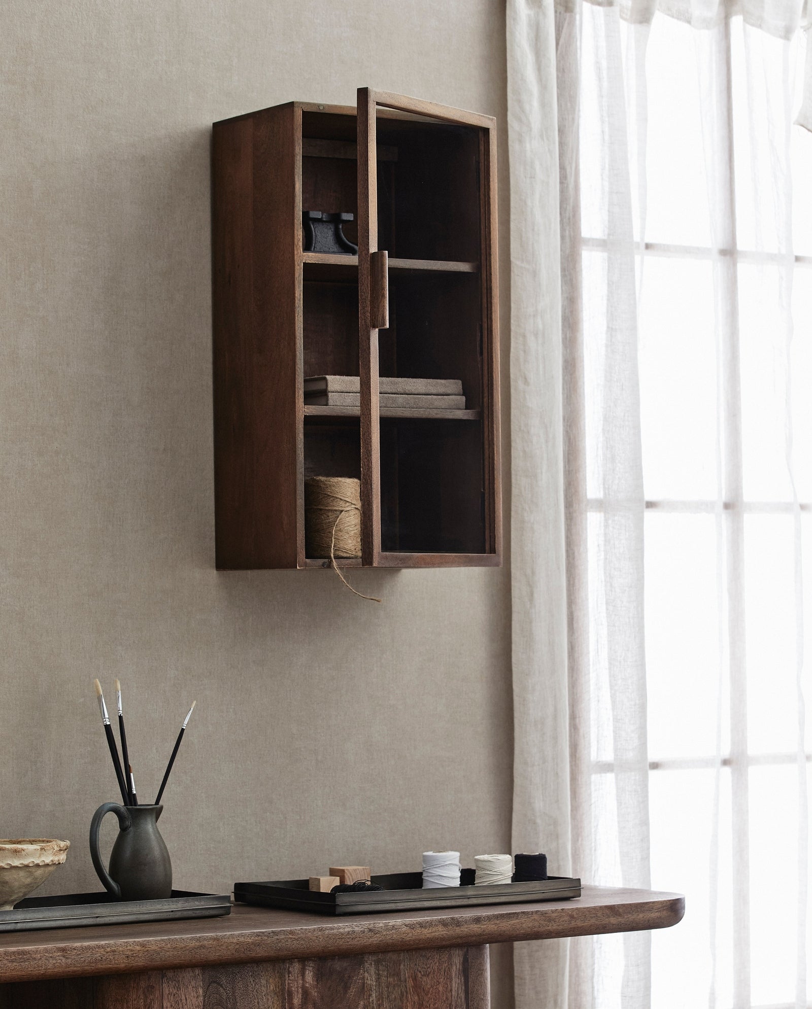 NANGO wall cabinet, 1 door - dark brown